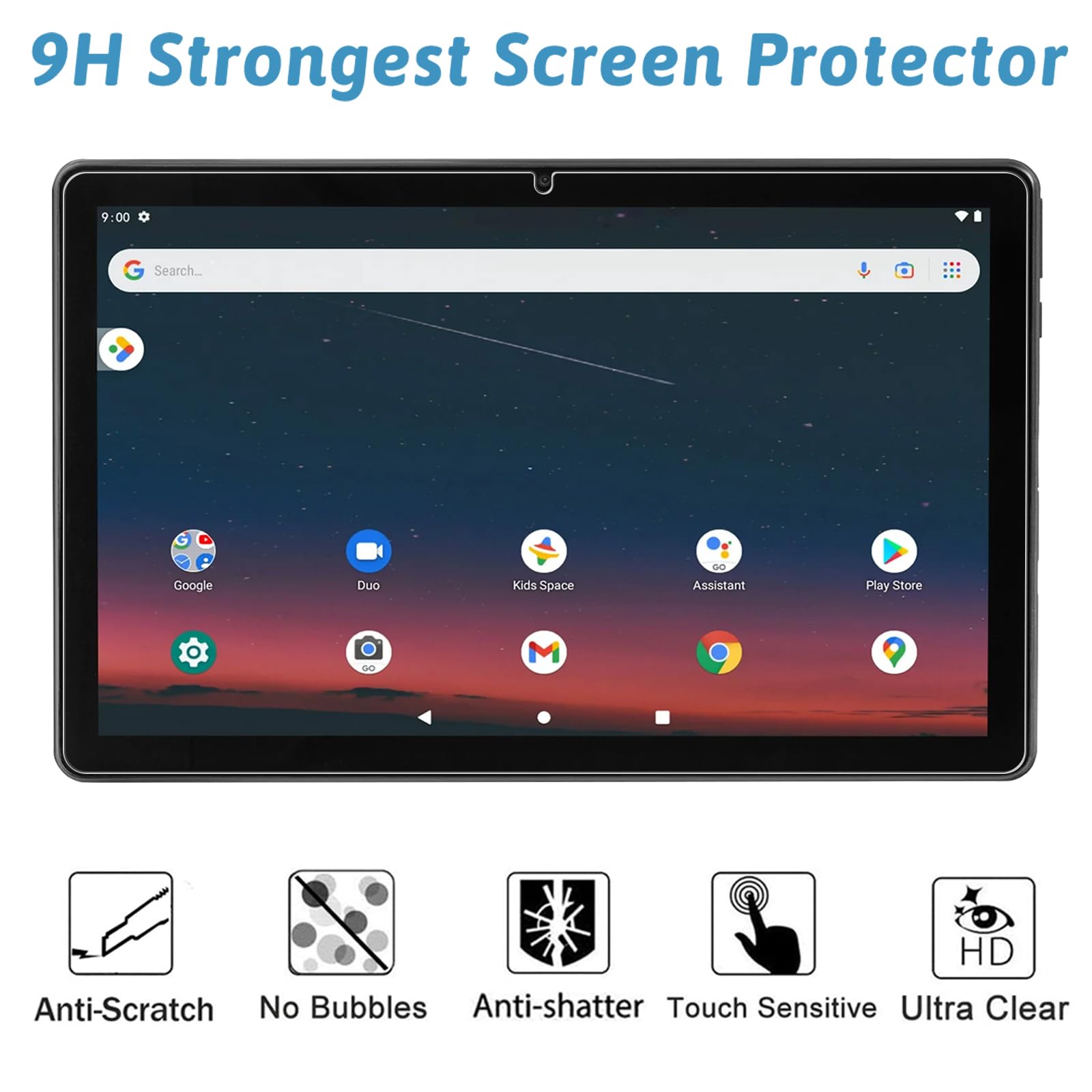 Gozopo [2 Pack Screen Protector For Onn 10/10.1 Inch Kids Tablet (2022, 3Rd Gen, Model: 100071485,[Scratch Resistant] [Bubble Fr