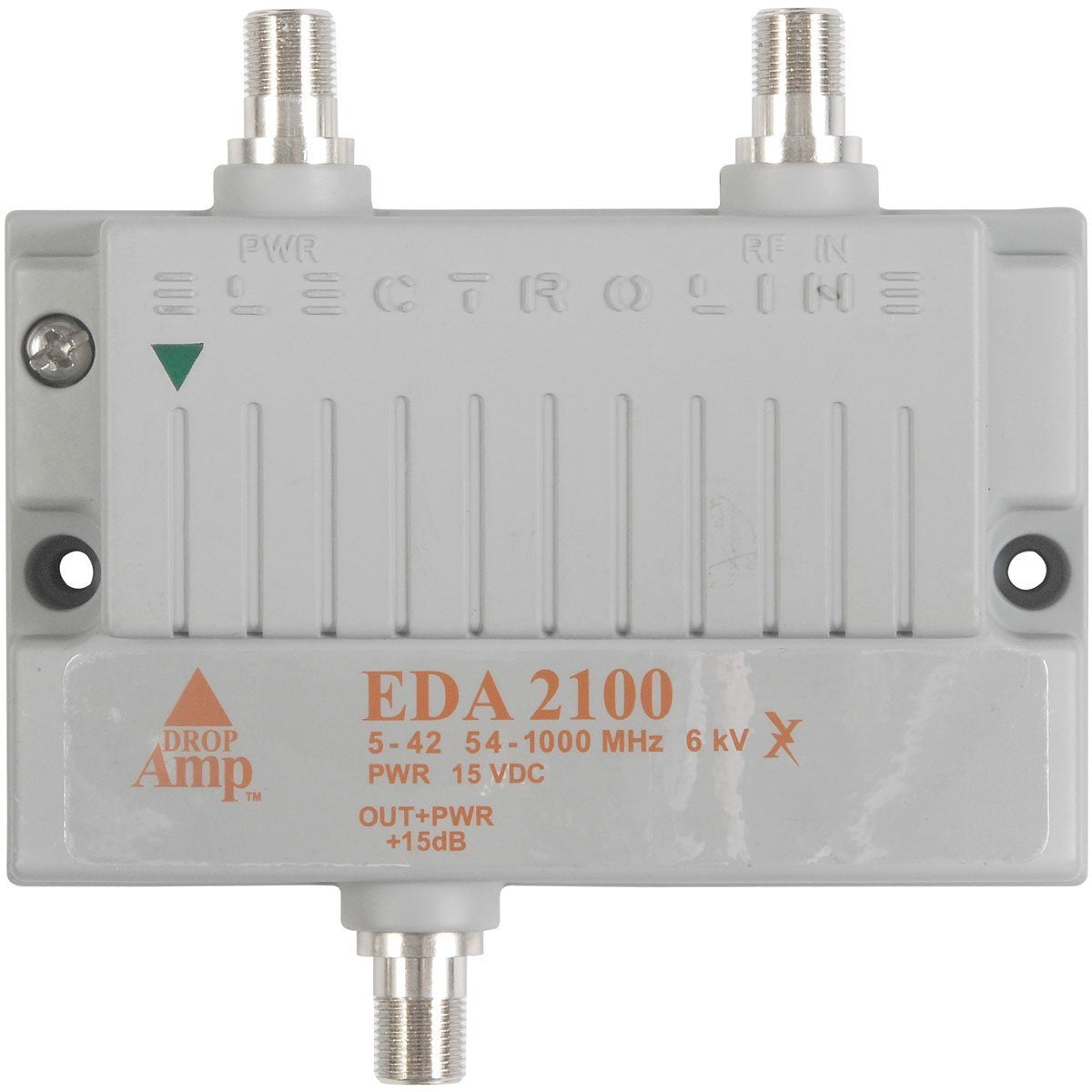 Electroline EDA2100 Bi-Directional Signal Booster 1-Port Cable Modem TV HDTV Amplifier with Passive Return (Retail Package with