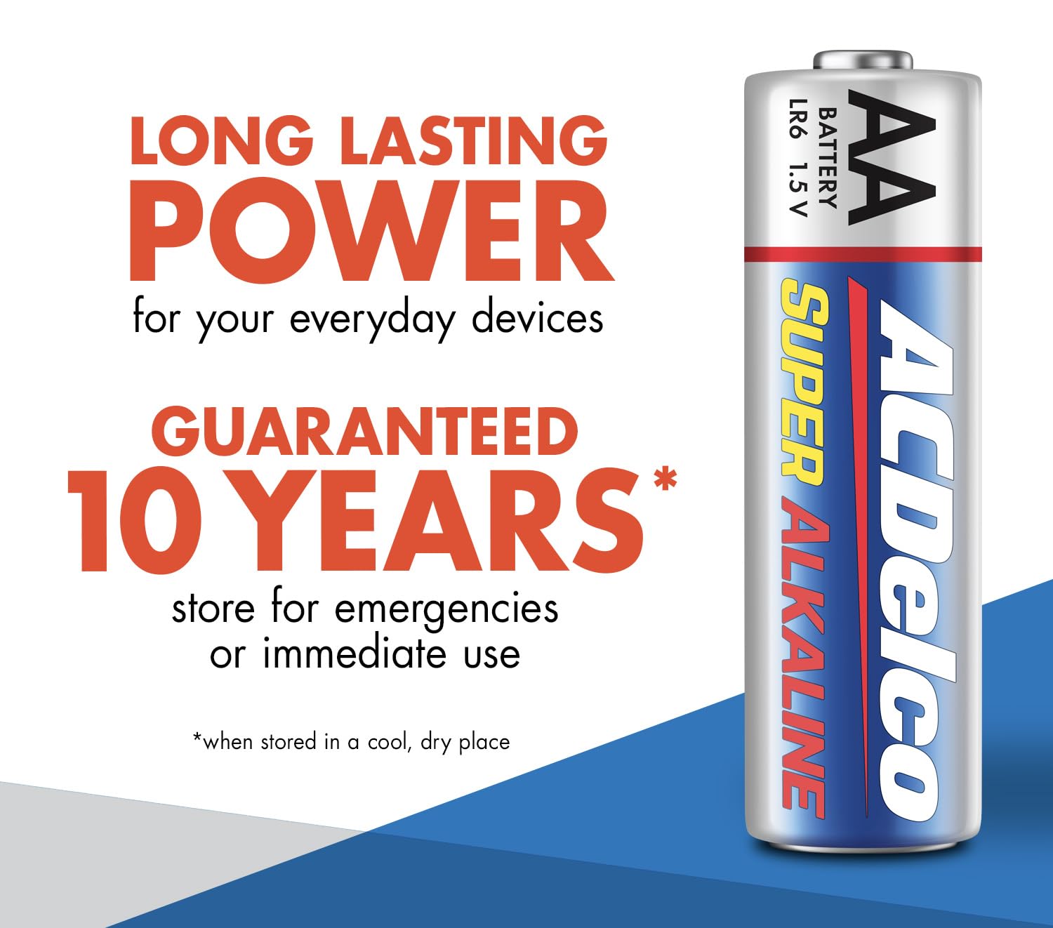 Acdelco 48 Count Double Aa Batteries, Maximum Power Super Alkaline Battery, 10 Year Shelf Life, Reclosable Packaging