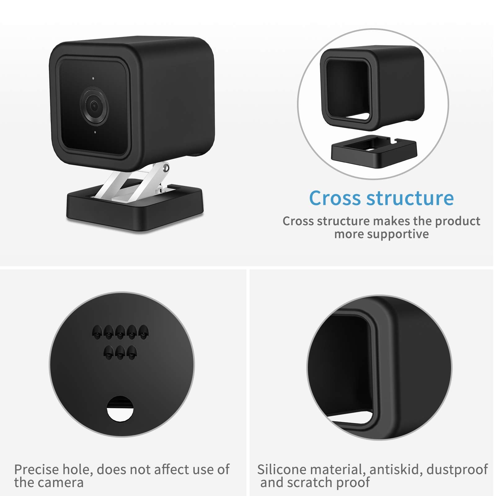Holaca Silicone Skin For Wyze Cam V3  Come With Quick Wall Mount Bracket   Anti Scratch Protective Cover   Extra Protect Wyze Ca