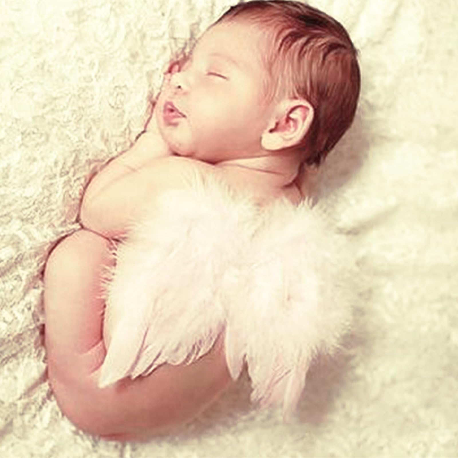 Sinsoledad Photo Prop, Suitable For 0 6 Months Newborn Baby, Feathered Angel Wings (X Small, White)