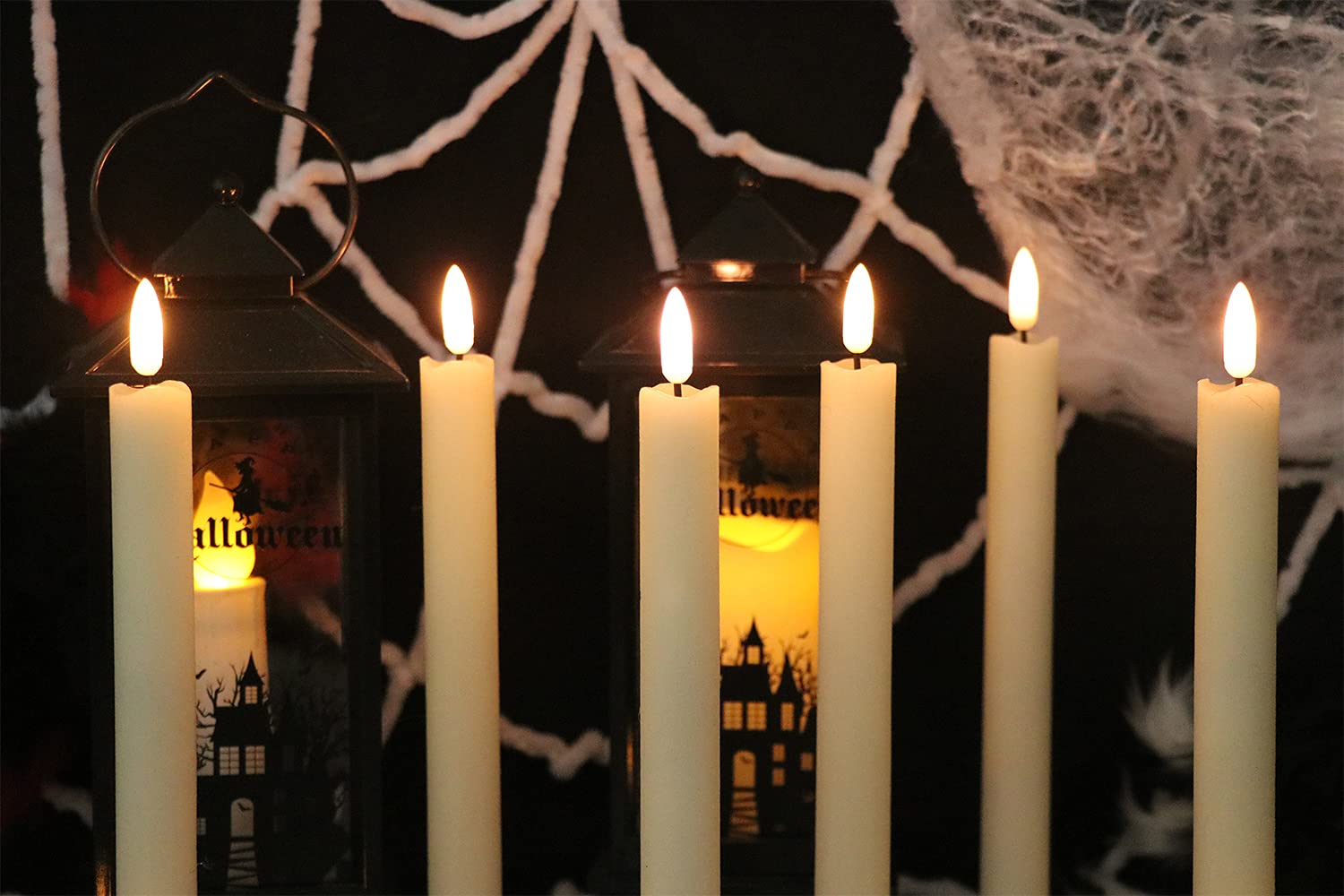 Kunswenn Flameless Taper Candles Battery Operated Flickering Flame With Remote Timer, 6Pcs White Real Wax Led Flameless Candlest