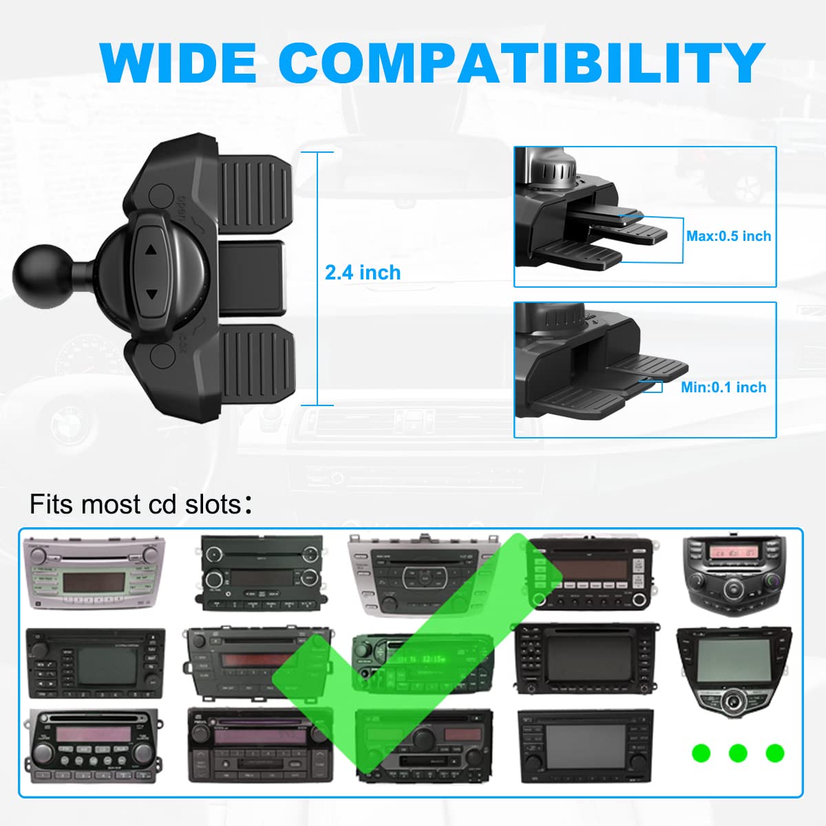 Jctriway Cd Slot Car Grips Phone Holder,Cd Slot Phone Holder For Grip/Socket,Car Mount For Pop Socket Compatible With Magsafe Wa