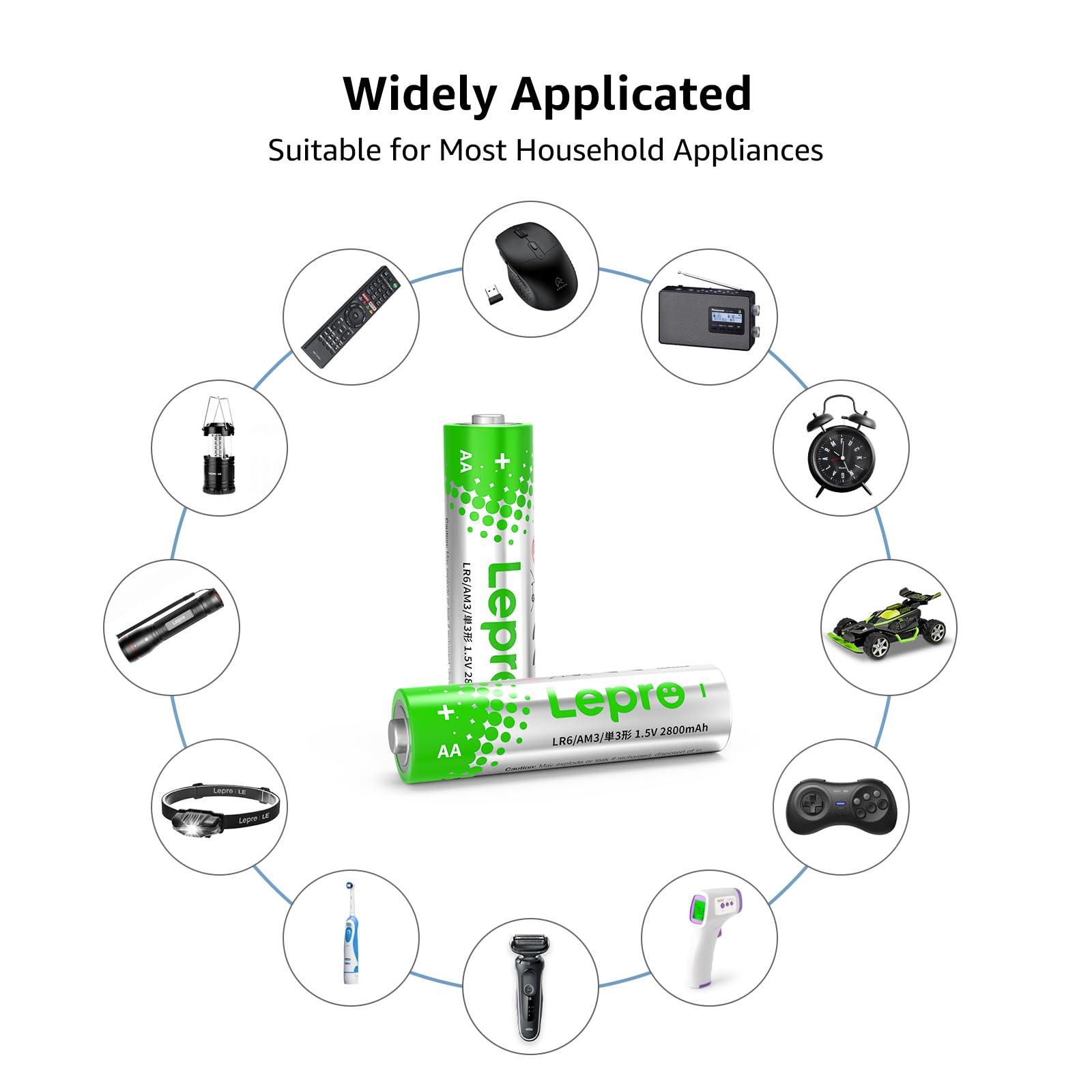 Lepro Batteries Variety Pack, Aa And Aaa Batteries Combo Pack 24 Count, 2800Mah High-Performance Alkaline Power - 12 Double Aa B