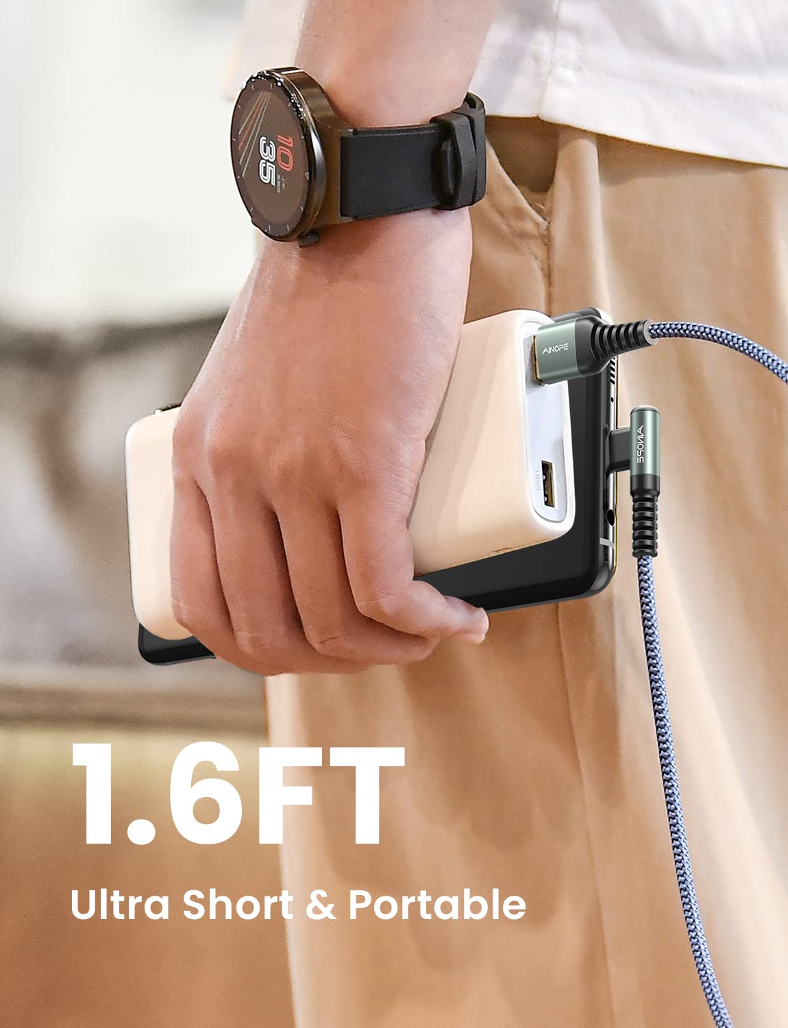 Ainope [2 Pack, 1.6Ft] Usb To Usb C Cable, 3.1A Type C Charger Fast Charging Right Angle, Durable Nylon Braided Usb C Charging C