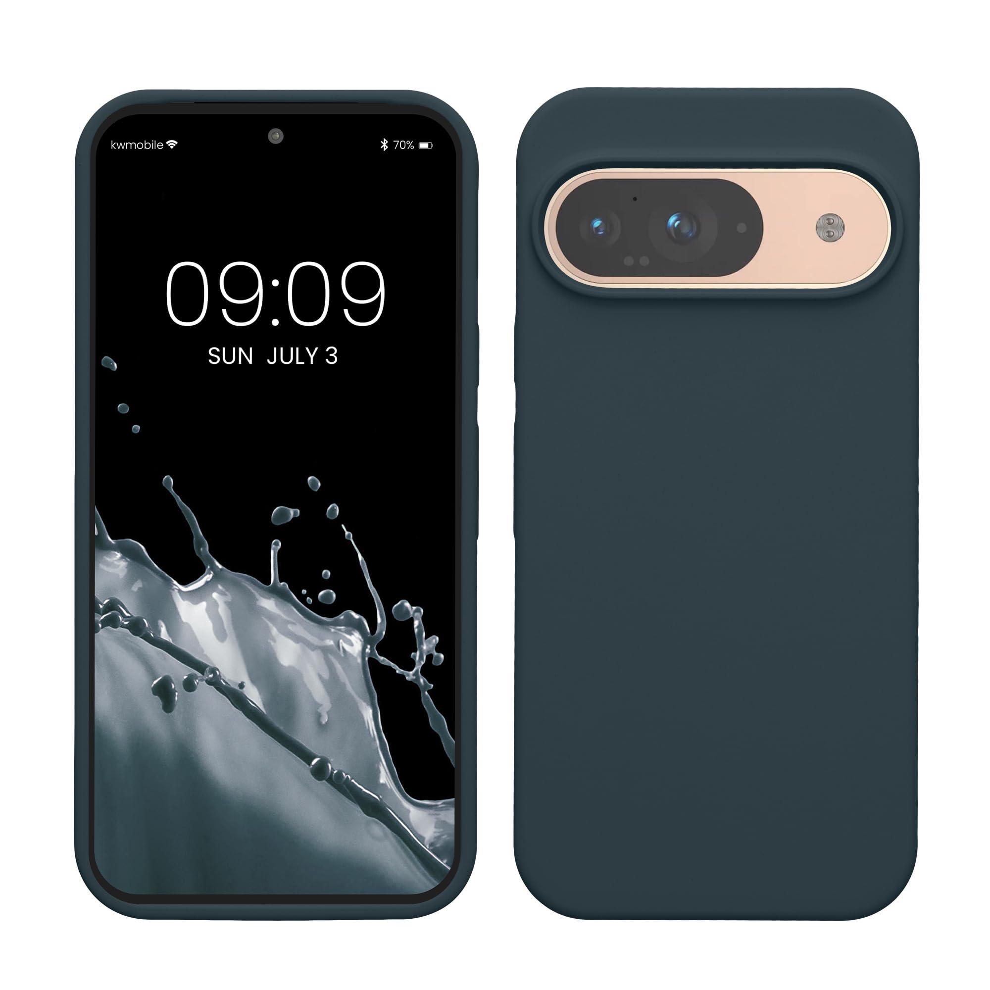 kwmobile Case Compatible with Google Pixel 9 / Pixel 9 Pro Case - TPU Silicone Phone Cover with Soft Finish - Dark Slate