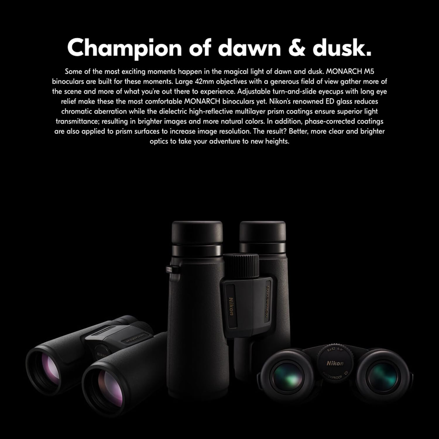 Nikon Monarch M5 12X42 Binoculars Bundle With Dslr And Mirrorless Camera Shoulder Bag With Water-Resistant Eva Base (Black), Foc