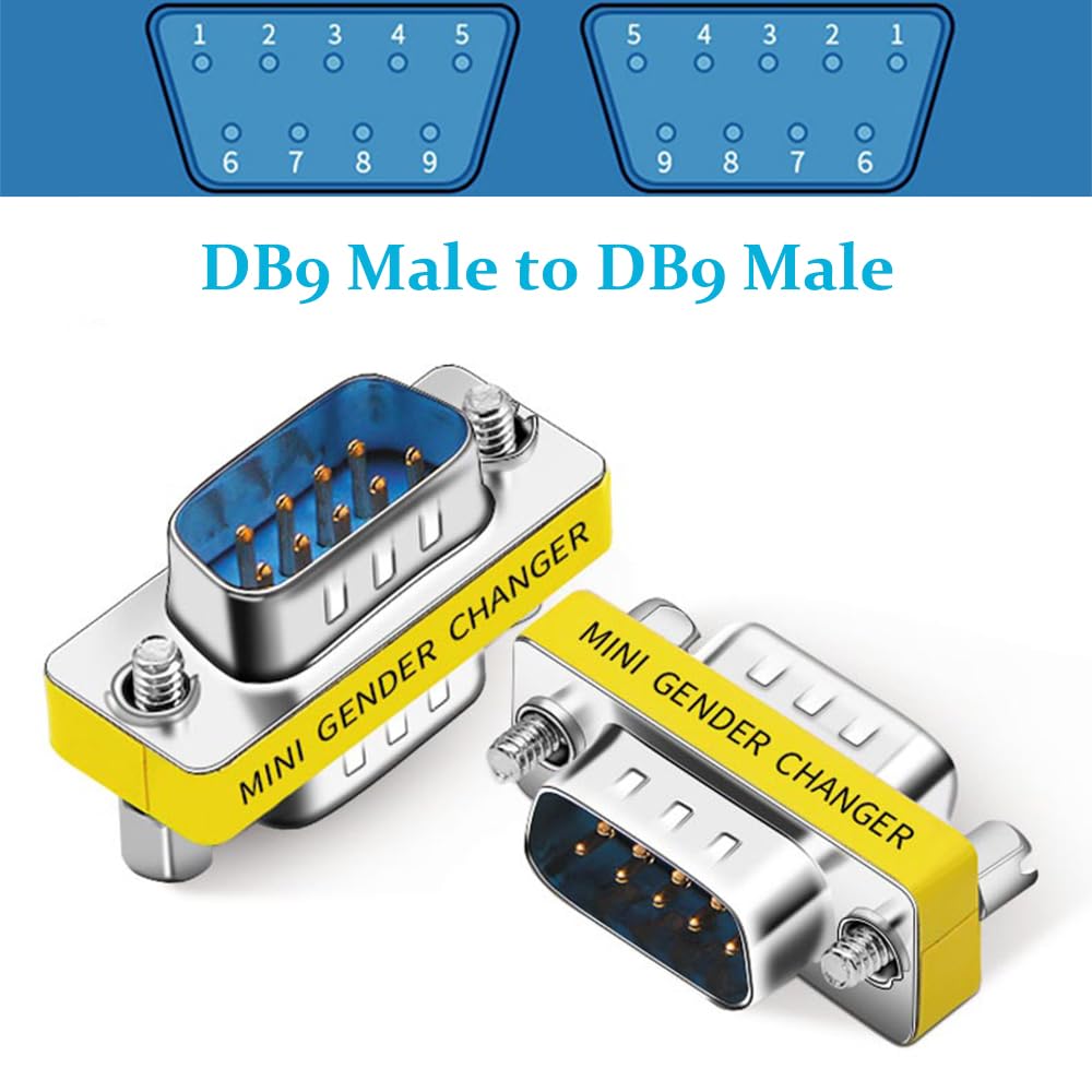 Warmstor 6 Pack 9Pin Rs232 Serial Cable Db9 Male To Male Mini Gender Changer Adapter Coupler Connector