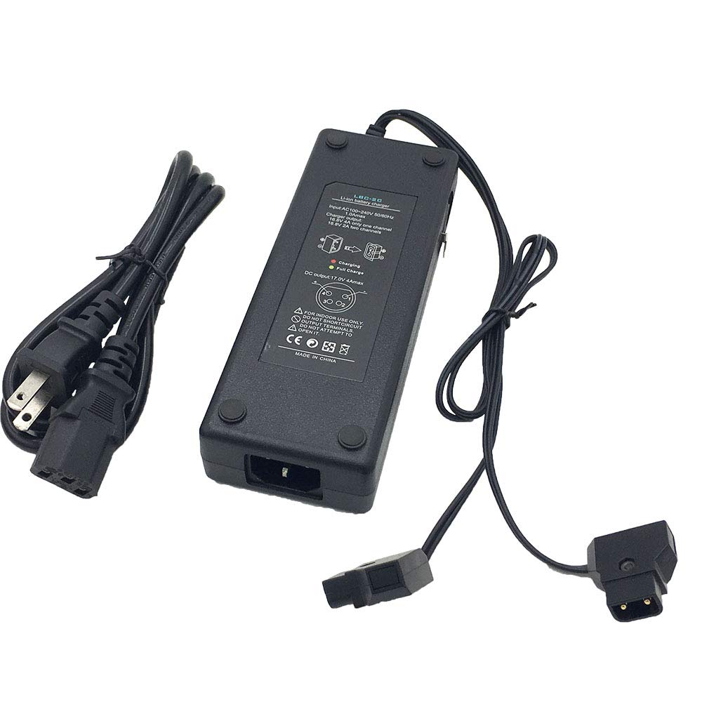 Reytric Dual D Tap (P Tap) Travel Charger Compatible Sony V Mount/V Lock And Anton Bauer Gold Mount Batteries With 2 Prong Power
