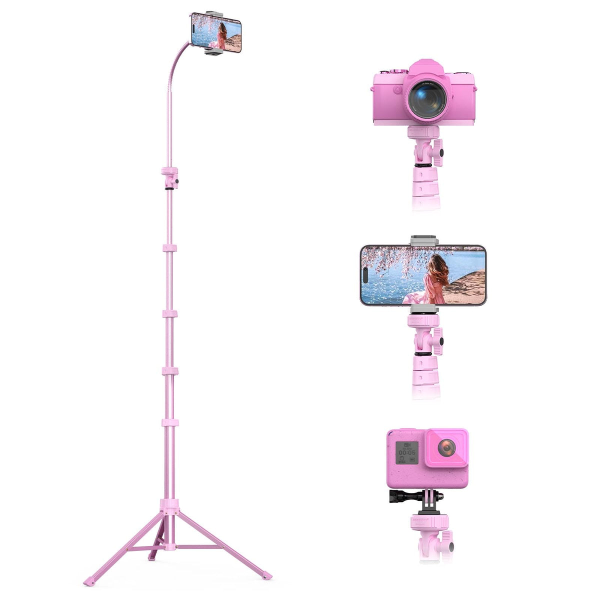 Ubeesize 88 Flexible Phone Tripod With 14.95 Gooseneck, Remote And Phone Holder, Overhead Cell Phone Stand&Selfie Stick For Vide