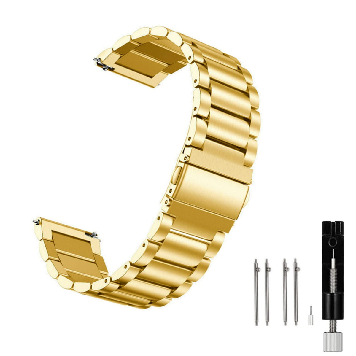Moran Stainless Steel Watch Band Quick Release Replacement Metal Strap 20Mm 22Mm For Men Women (Gold+Folding Clasp, 22Mm)