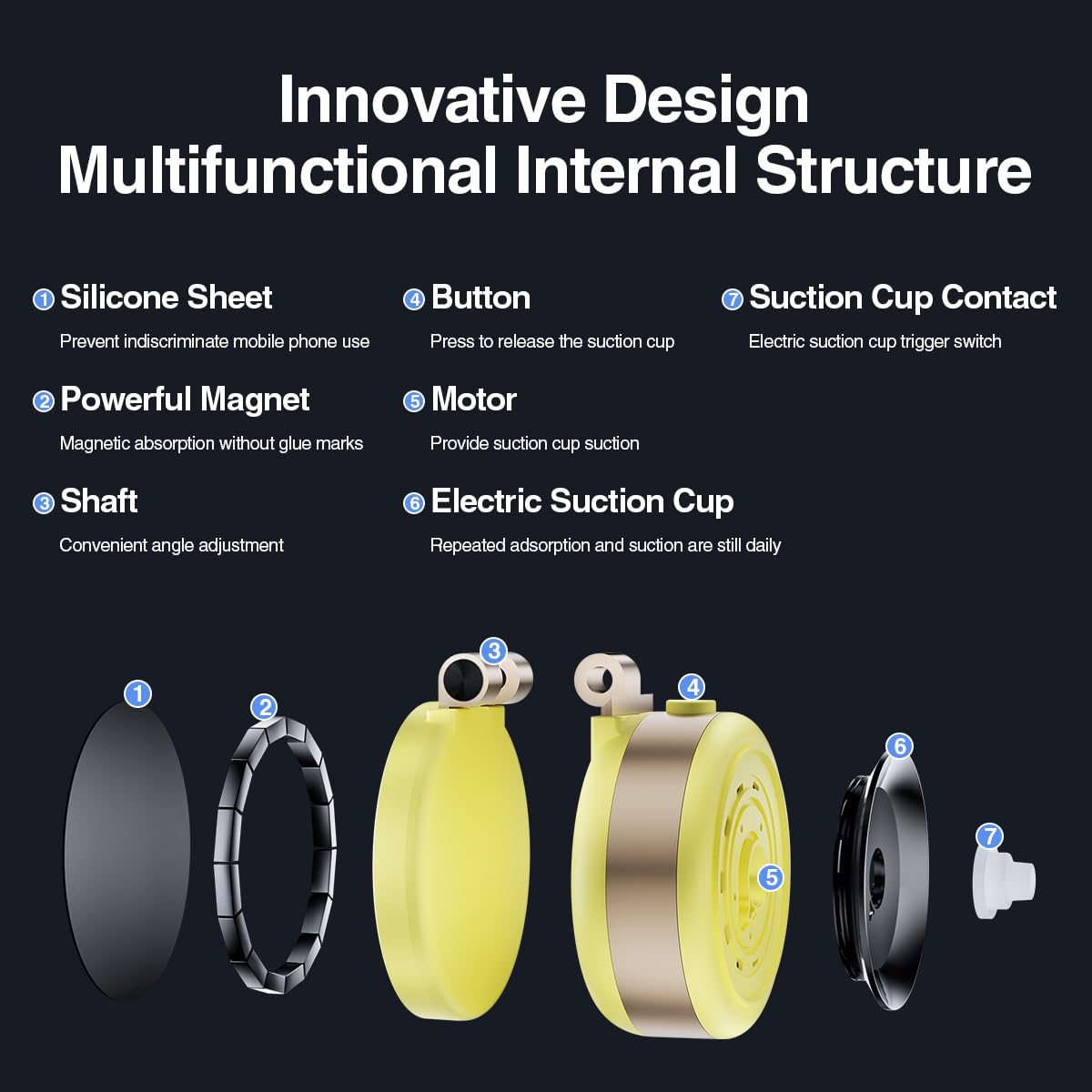 Xo Simple Is Beauty Vacuum Suction Magnetic Car Phone Holder, Electric Car Phone Mount Foldable Adjustable Phone Holder For Ipho