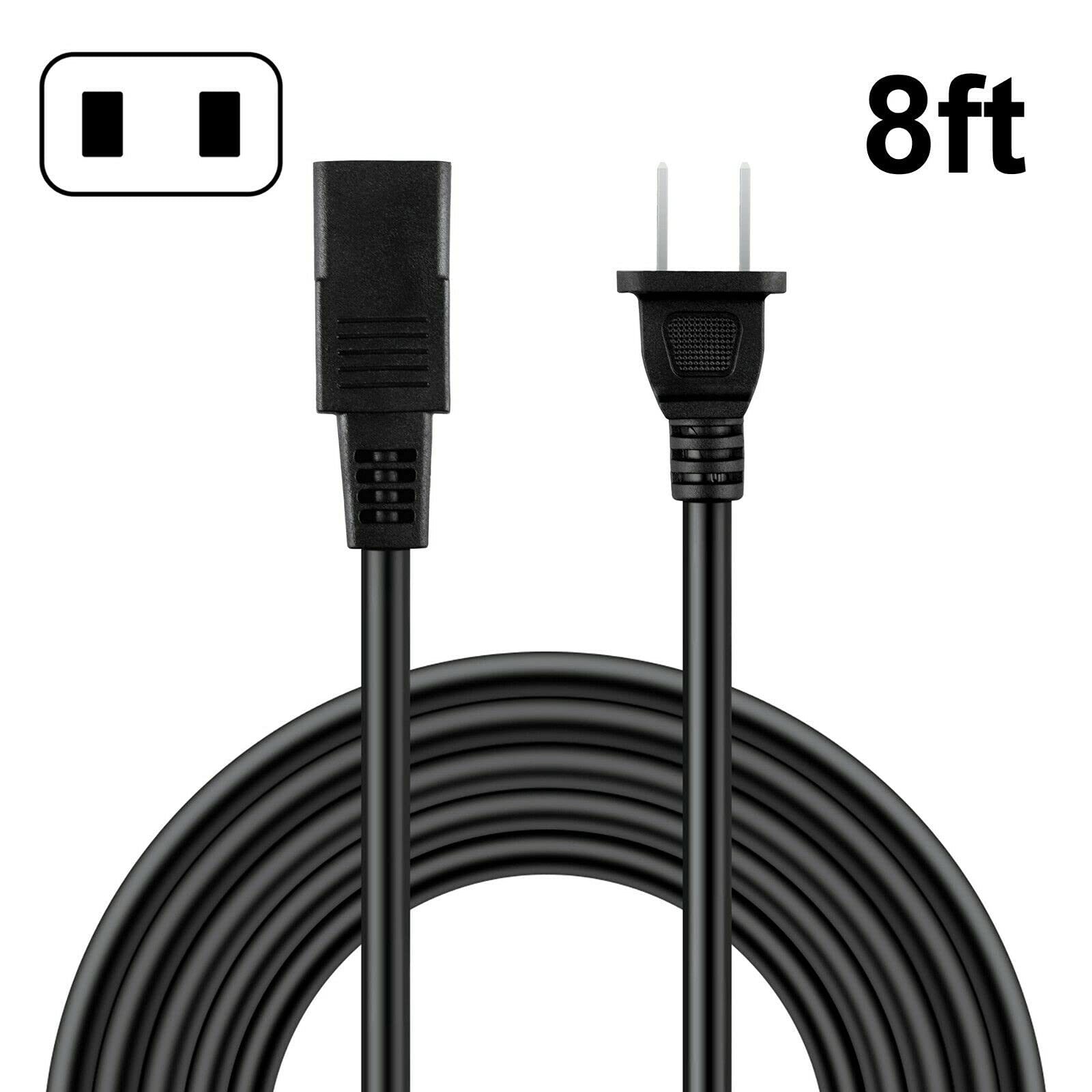 8Ft 2 Prong Square Ac Power Cord Cable Lead For Roland Rhodes Synthesizer Keyboard Vk 1000 Mk 80