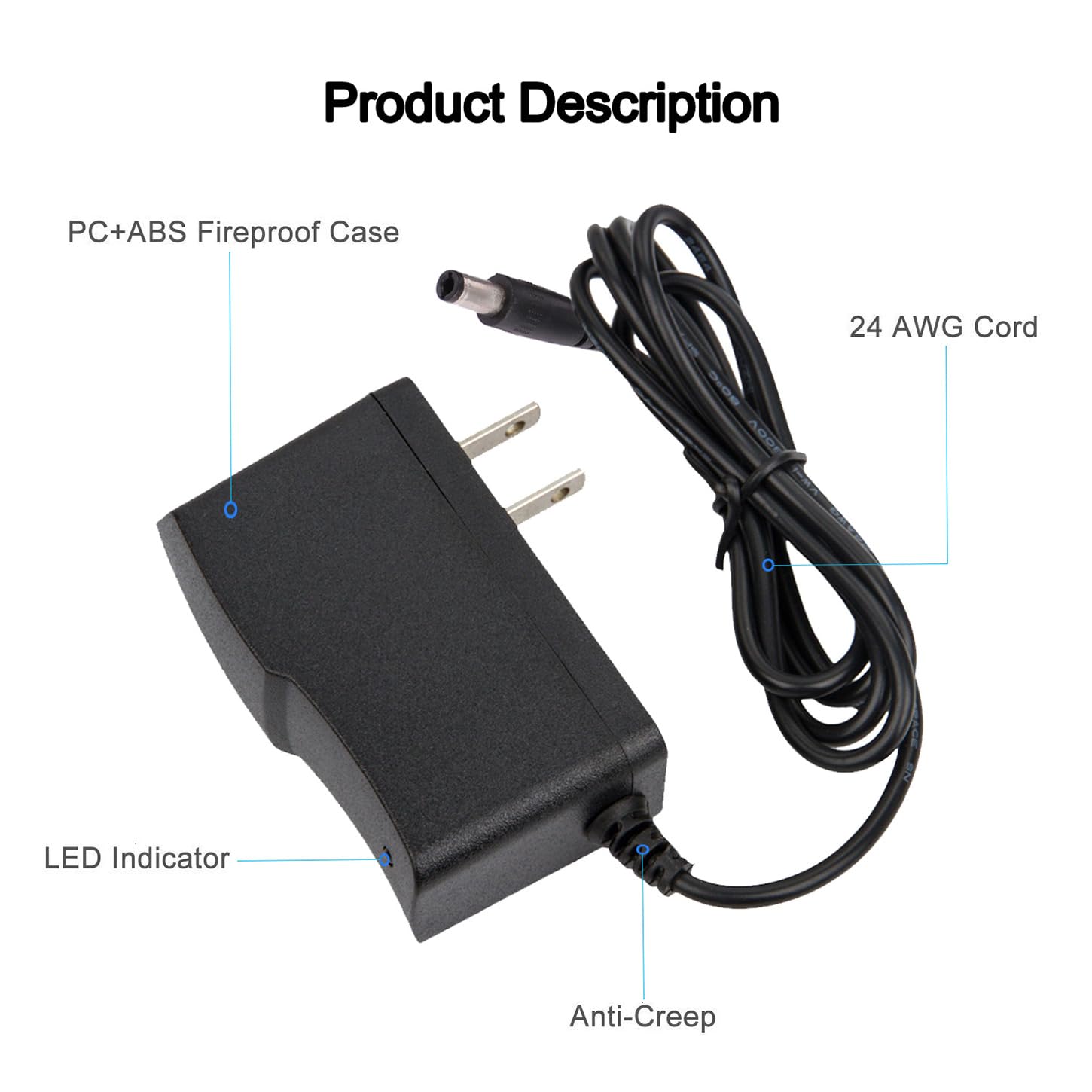 Coolm Ac To Dc 12V 500Ma Power Supply Adapter 100 240V 50 60Hz To 12V 0.5A Charger 6W 5.5Mm X 2.5Mm Dc Plug For Cctv Security Ca