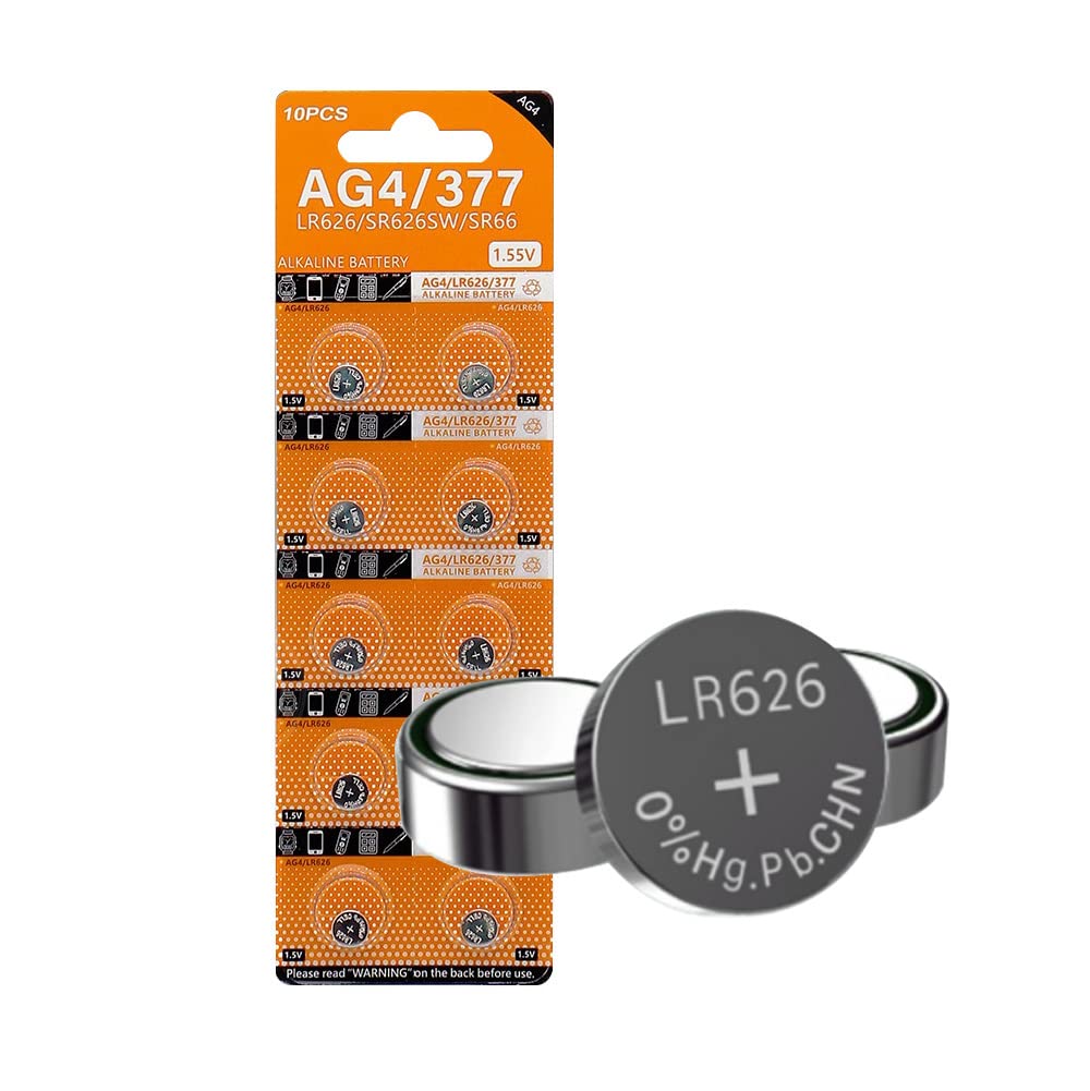 Cotchear 10Pcs 1.5V Ag4 Lr626 Alkaline Button Battery L626 Lr626 Lr66 Sr626 377 Sr626Sw Batteries Coin Cells For Watches Calcula