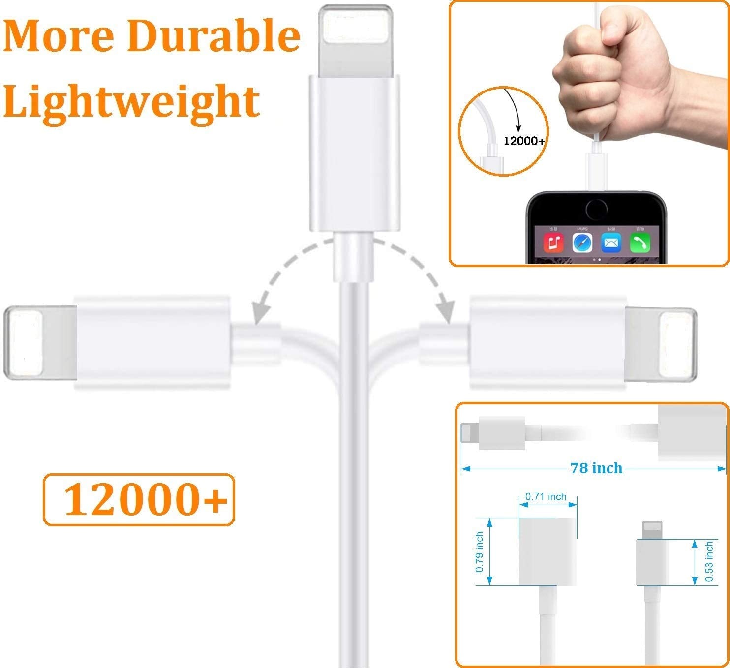 Desoficon Iphone Charger Extension Cable Compatible With Iphone/Ipad, Extender Dock Cable For Male To Female Cable Extension Ada