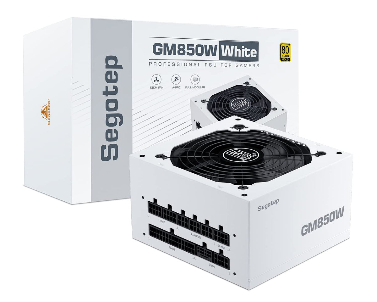 Segotep Gm850 White Power Supply 850W, Pcie 5.0 & Atx 3.0 Full Modular 80 Plus Gold Psu For Nvidia Rtx 40 Series And Amd Graphic