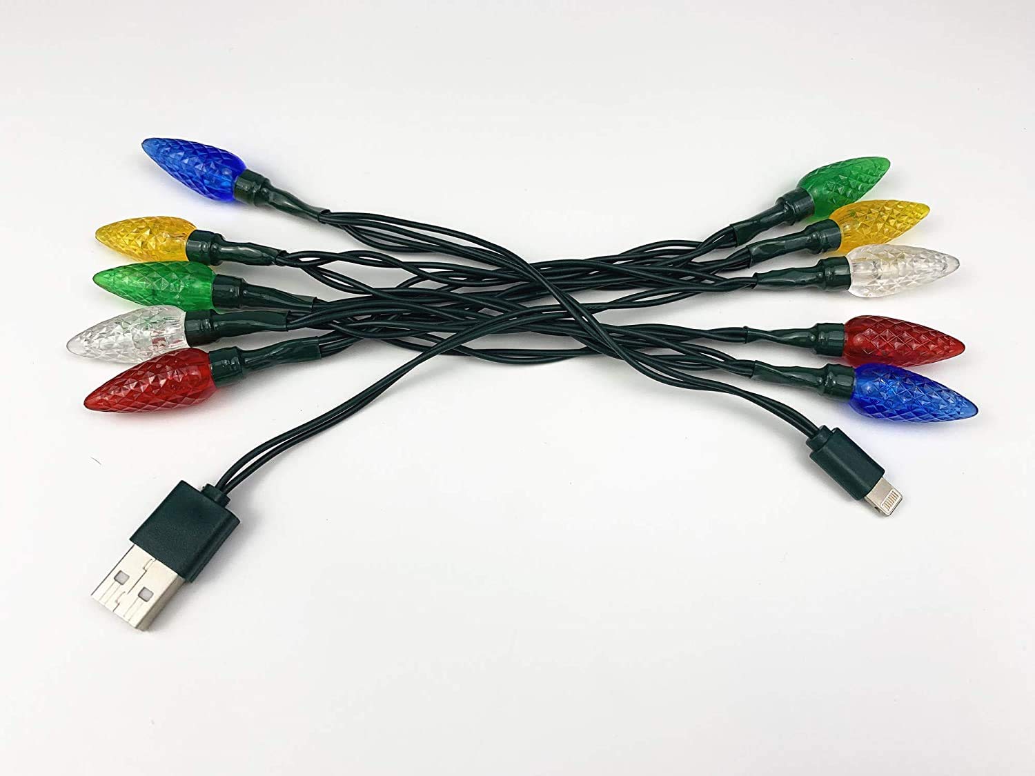 Holiday Led Christmas Lights Charging Cable, Usb And Bulb Charger, 50 Inch 10 Led Multicolor Christmas Cable For Phone 5 5S 6 6P
