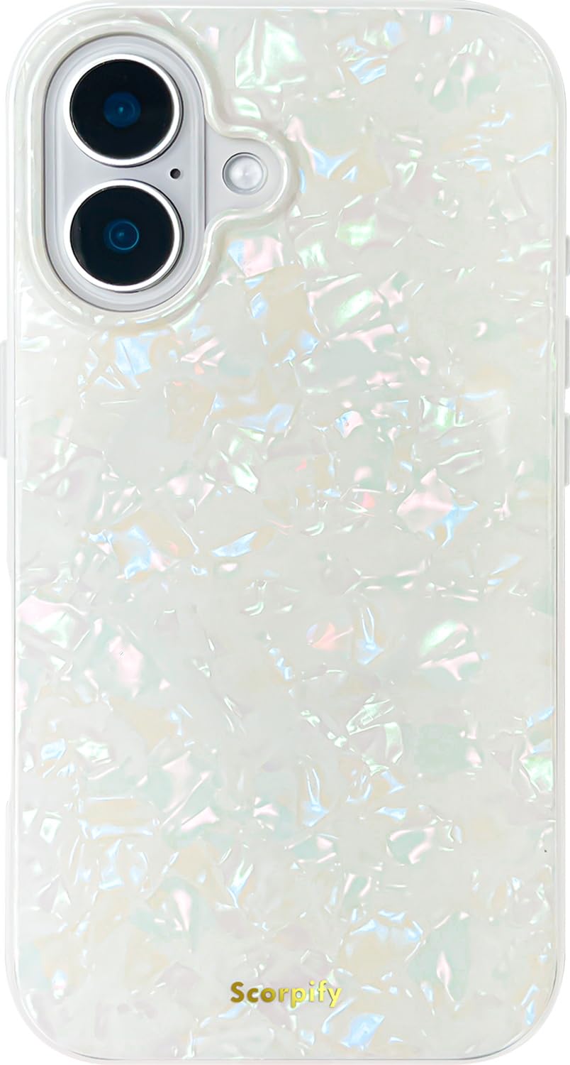 SCORPIFY for iPhone 16 Plus Case [Compatible with MagSafe] with Colorful Pearl Iridescent Design, Cute Clear Magnetic Phone Cove