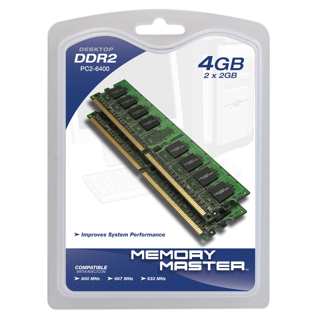Memory Master 4 Gb (2 X 2Gb) Ddr2 800 Mhz Pc2 6400 Desktop Dimm Memory Modules Mmd4096Kd2 800