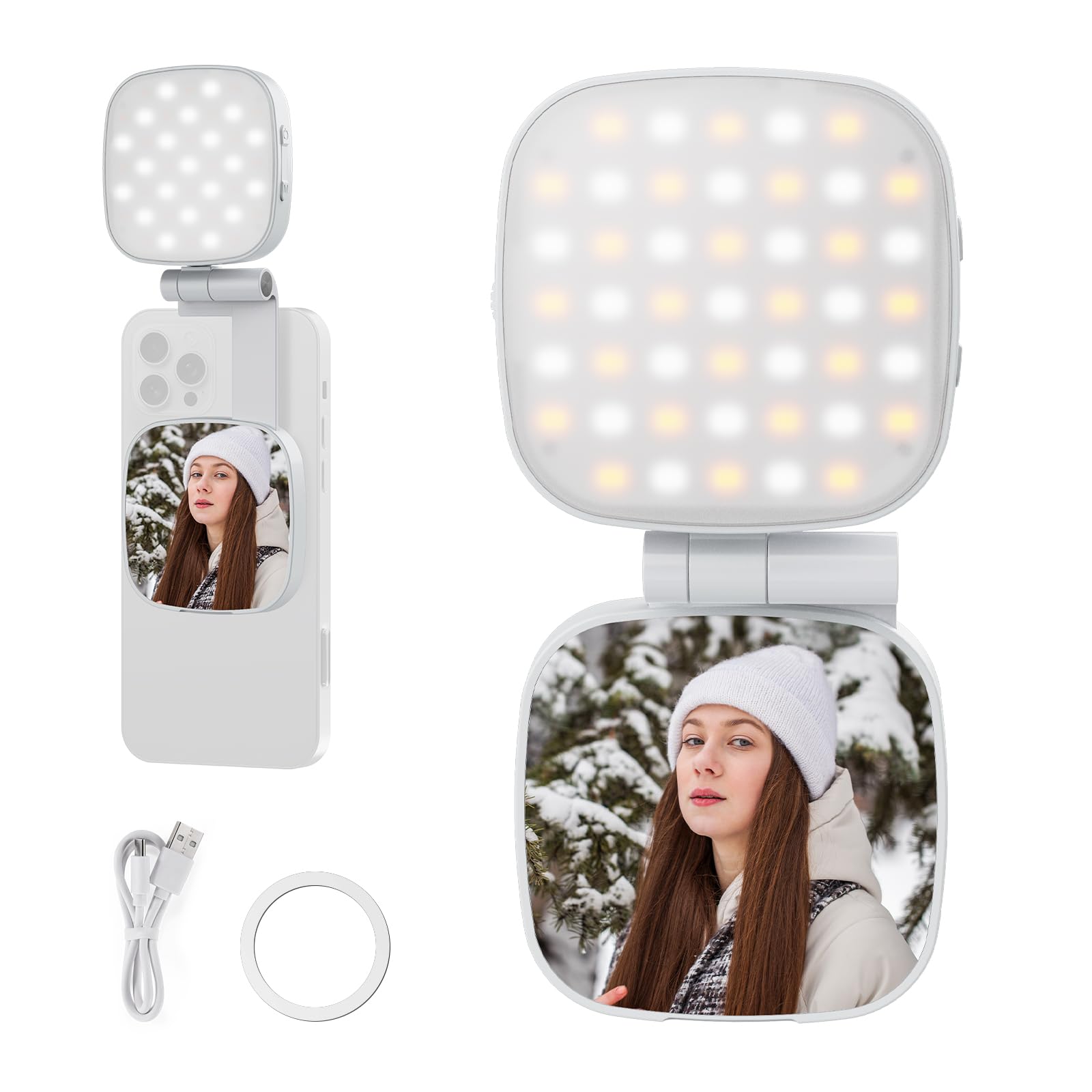 NEEWER Basics Magnetic Selfie Light Compatible with MagSafe iPhone, 2W CRI95+ Bi Color Swivel Small LED Phone Fill Lighting, 680
