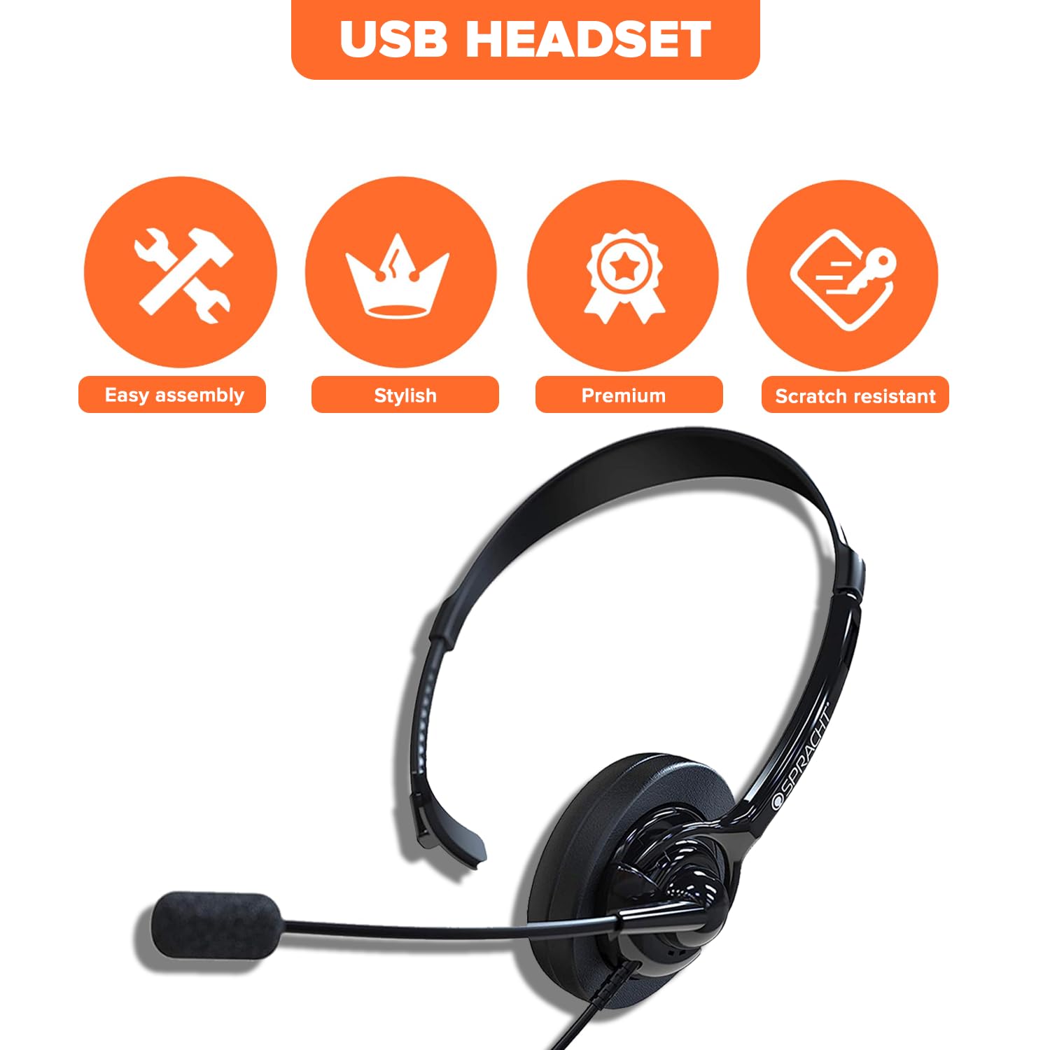 Spracht Zum350M Stereo 3.5Mm Jack & 2.5Mm Adapter Universal Headset | Headphones Wired With Microphone For Tablets, Smart Phones