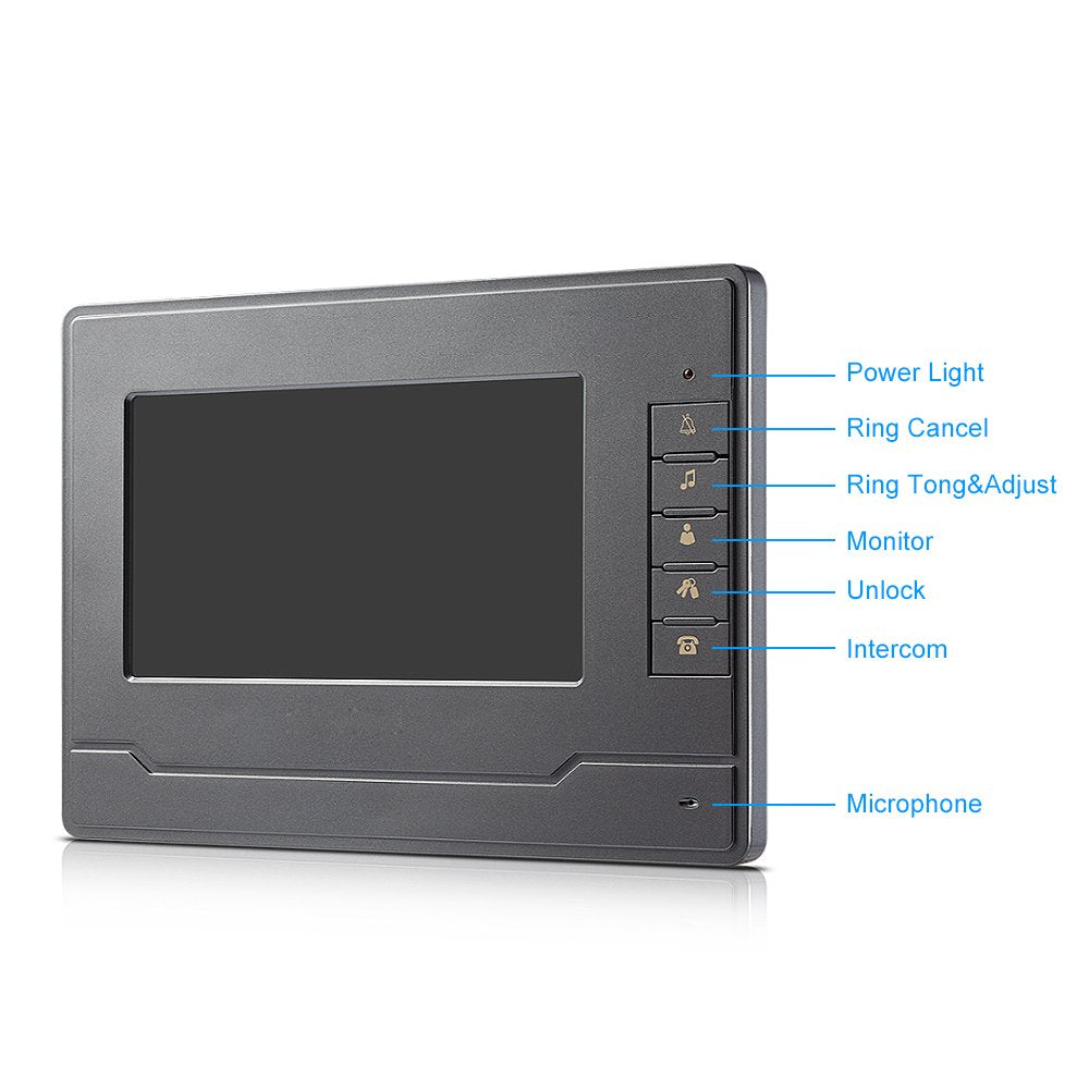 AMOCAM Wired Video Intercom System, 7" Monitor, HD Camera, Dual-Way Intercom, Grey, 3 Piece Set, Model L+70N-H