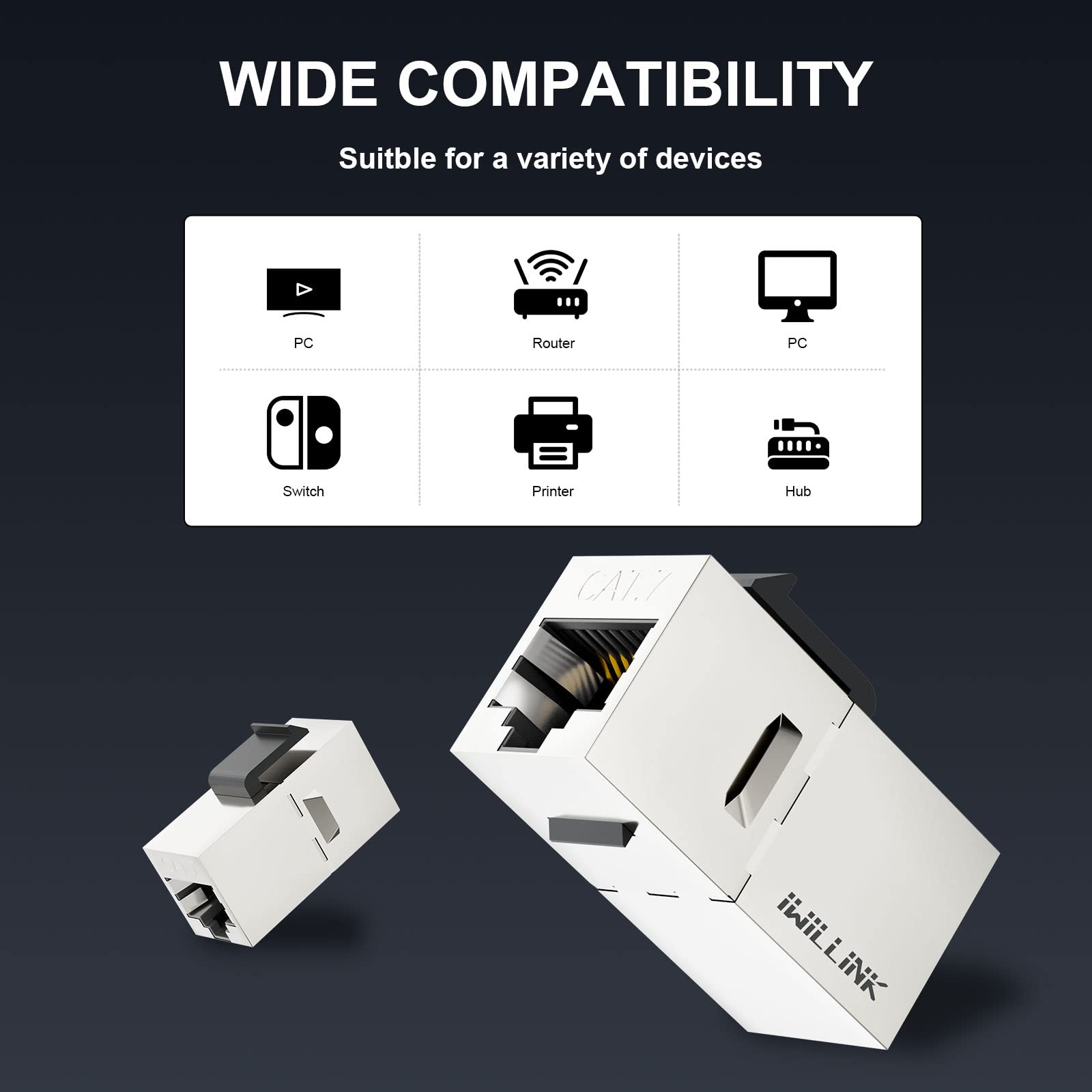 Iwillink Ul Listed Cat7 Coupler Rj45 Keystone Shielded Coupler 10 Pack, Ethernet Coupler, Female To Female Keystone Jack,Stp Key