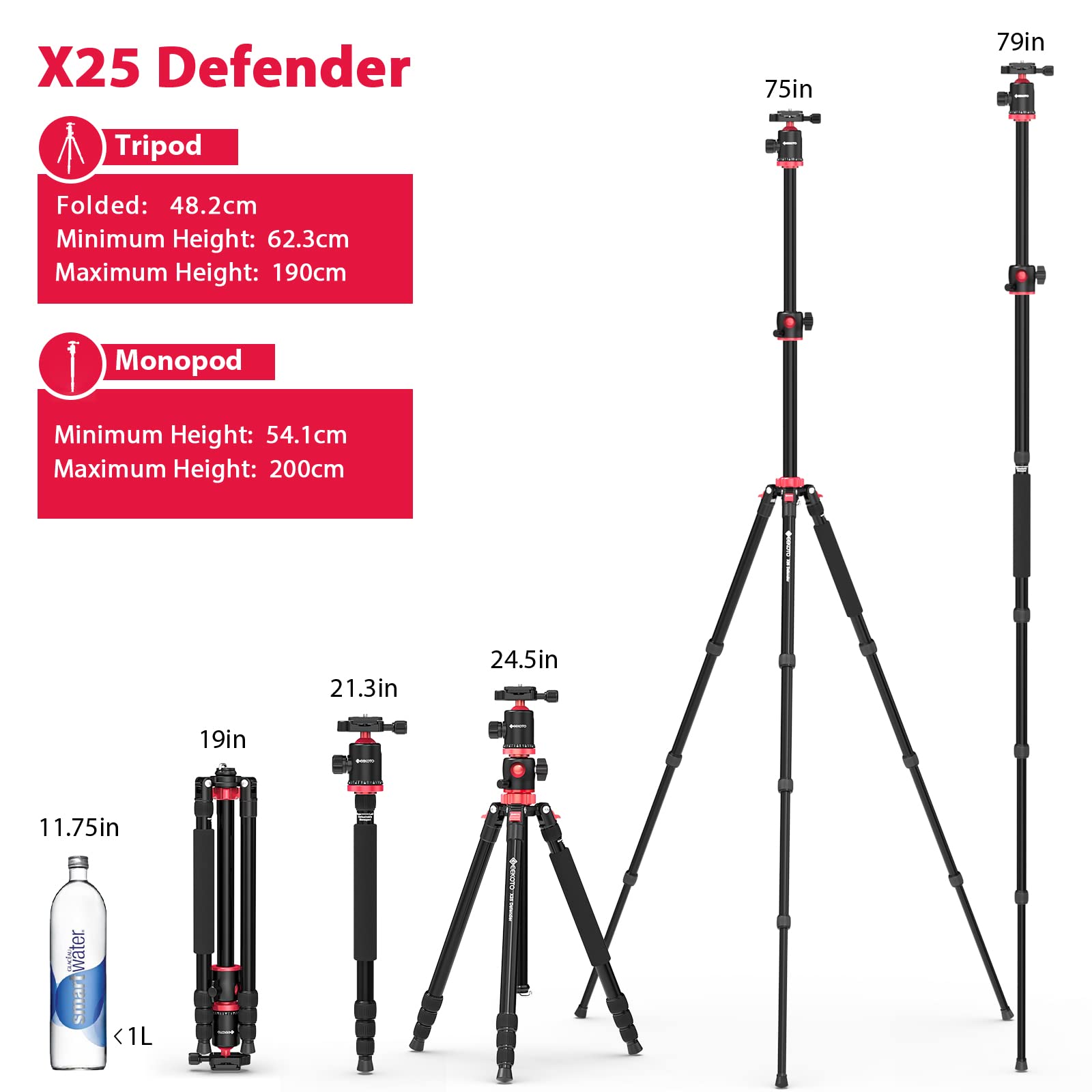 Geekoto Camera Tripod, Tripod For Dslr Camera, Aluminum Tripod With 360 Degree Ball Head And Rotatable Center Column, Bag,Video Camcorder Tripod,75 Inch Professional Tripod For Travel And Work.