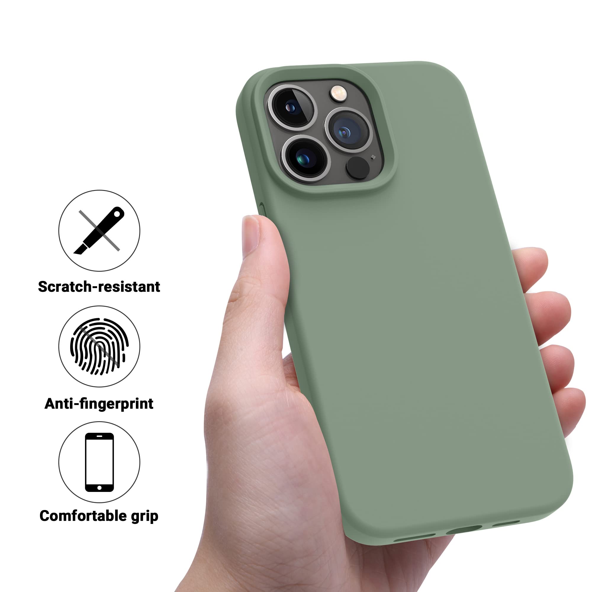 Otofly Designed For Iphone 14 Pro Case, Silicone Shockproof Slim Thin Phone Case For Iphone 14 Pro 6.1 Inch (Calke Green)