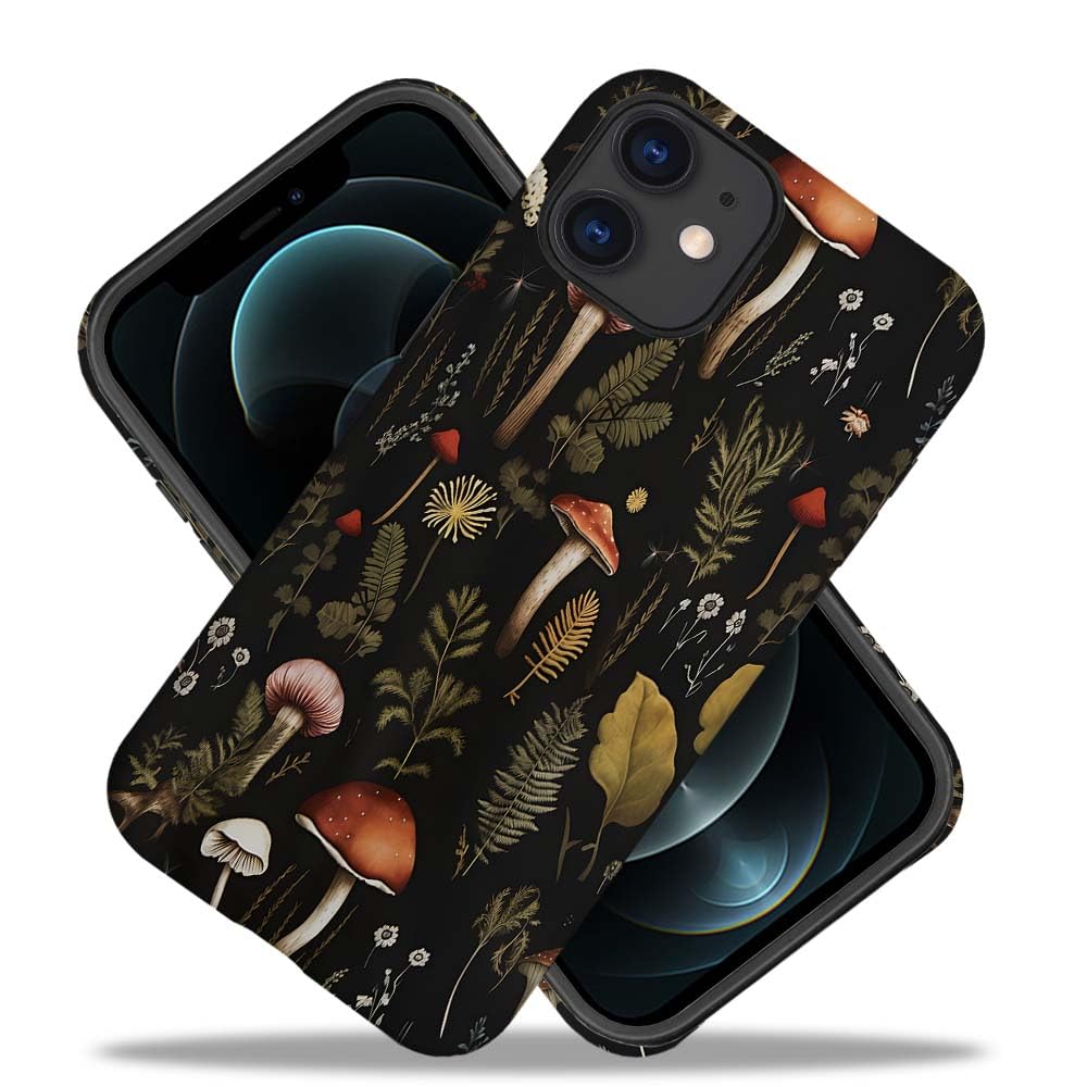 Seized Case Compatible With For Iphone 12,Vintage Mushroom Snail Daisy Leaf Phone Case For Girl Women Boy Men,Durable Protection