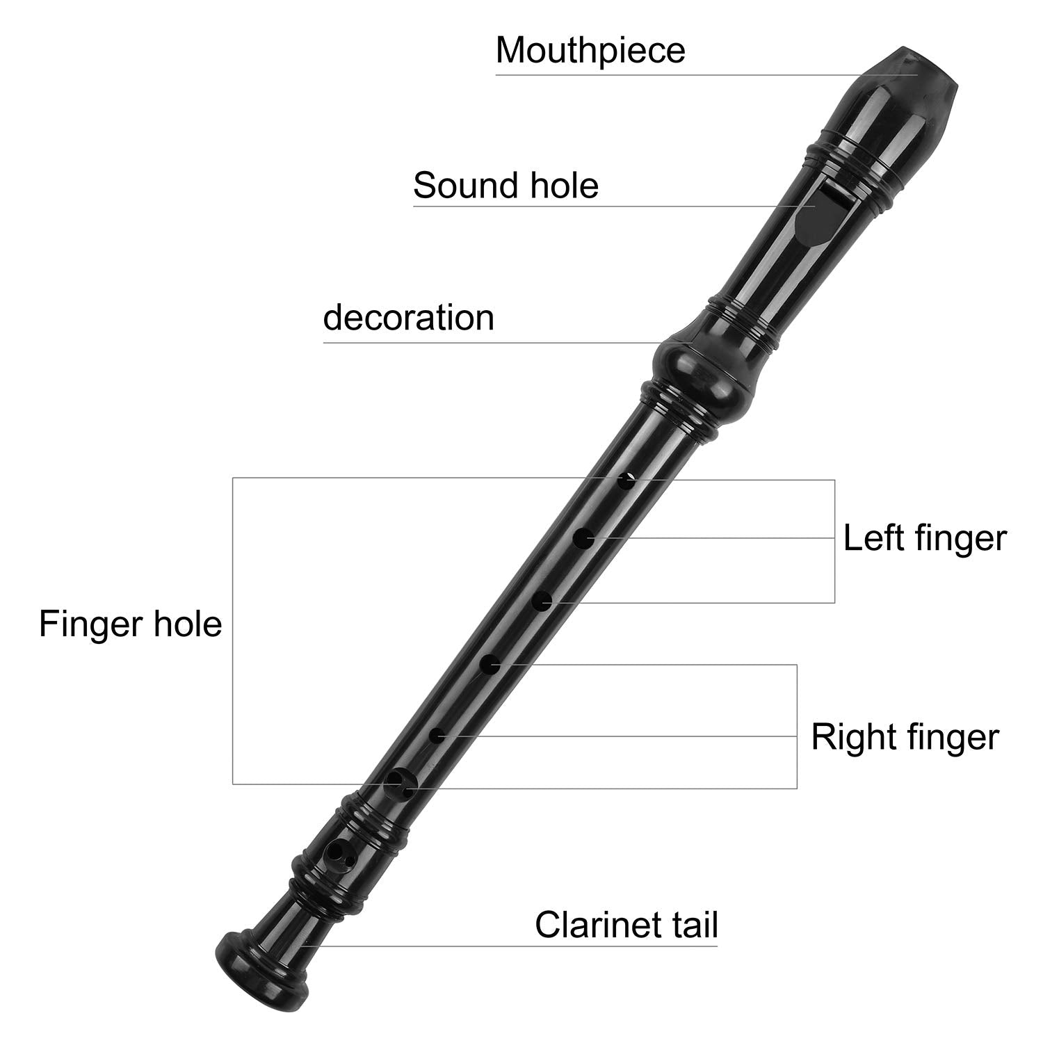 Soprano Recorder Descant Flauta Recorder 8 Hole Abs Clarinet German Style Treble Flute C Key With Fingering Chart Instructions W