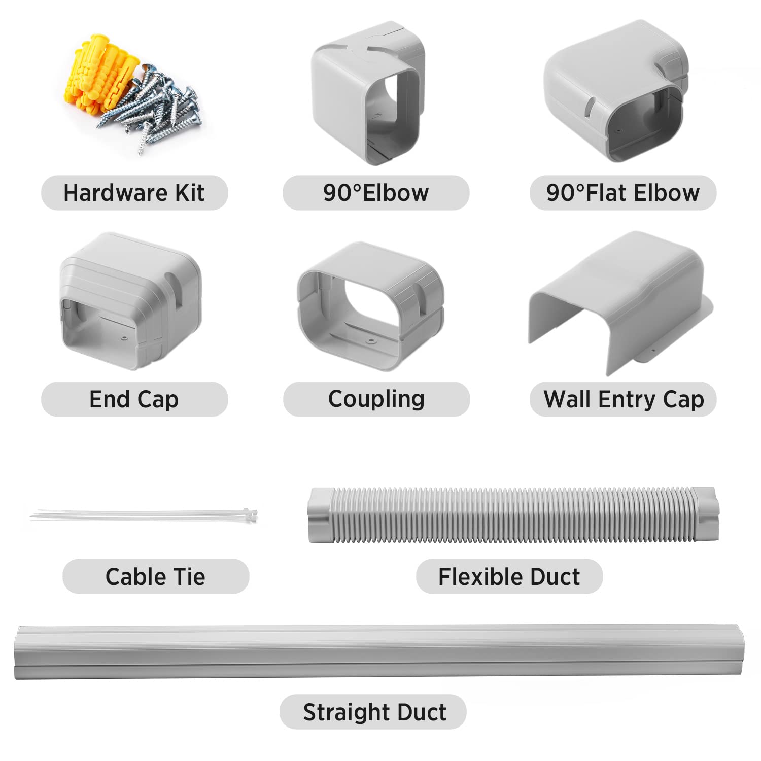 Turbro 4'' W    14' L Decorative Pvc Line Cover Kit For Mini Split And Central Air Conditioners, Ac Heat Pumps Systems