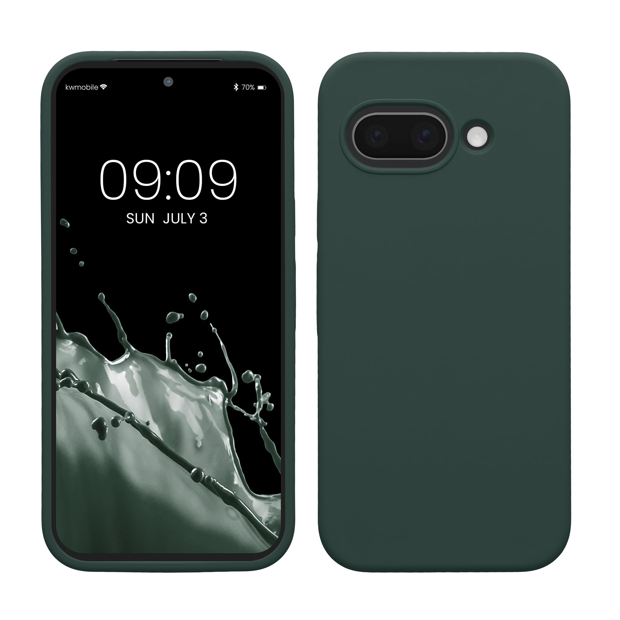 kwmobile Case Compatible with Google Pixel 9a Case - TPU Silicone Phone Cover with Soft Finish - Blue Green
