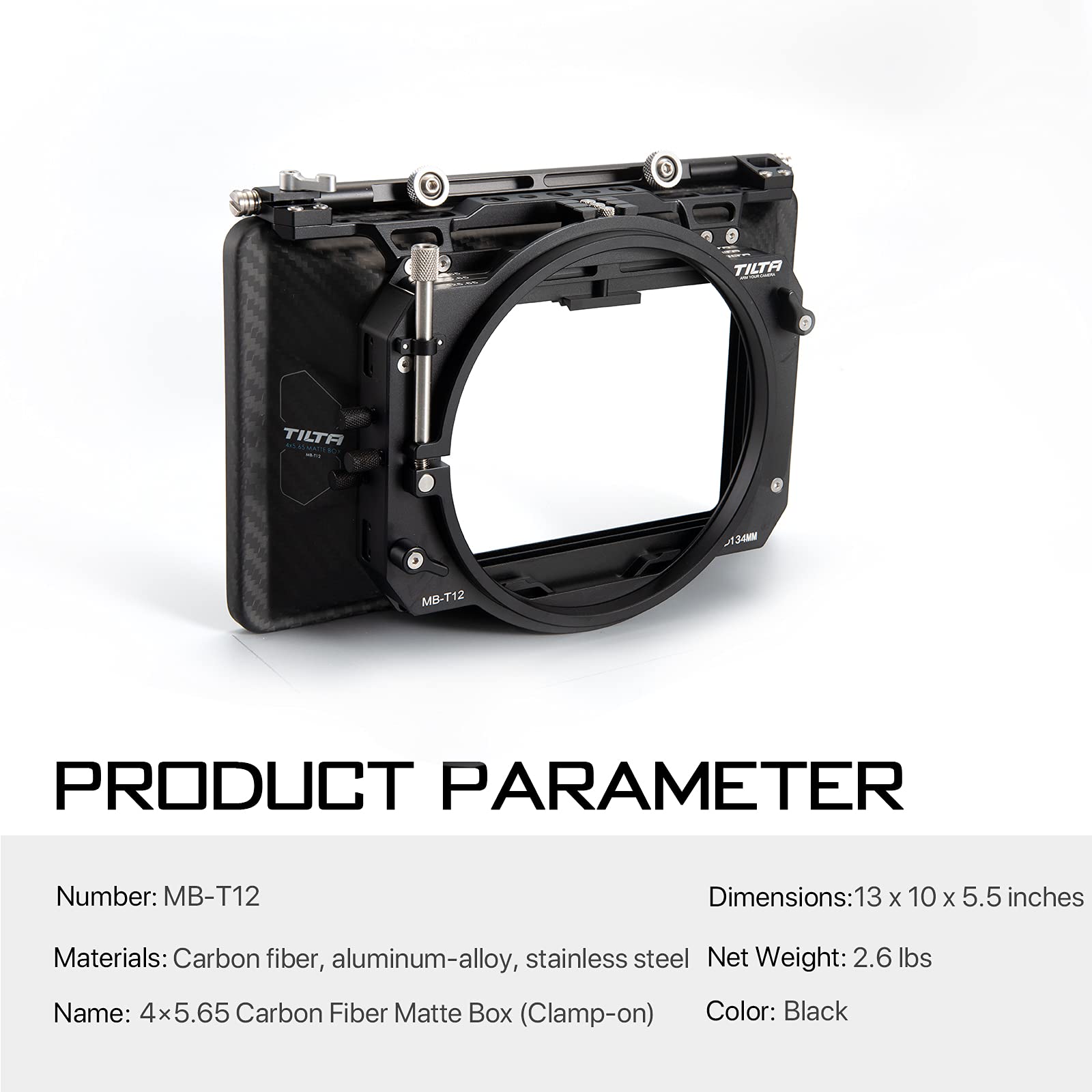 Tilta Matte Box For Studio Cinima Cameras, 3 Pcs 4X5.65 Filter Frame With 5 Lens Adapter Rings (134/114/110/95/80Mm) Carbon Fiber Top Flag 5 Pcs Front Matte 15Mm Rod Adapter Mb T12