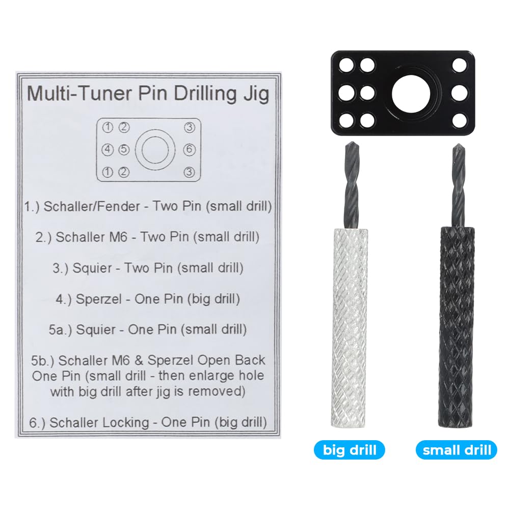 Autovic Guitar Tuner Drill Jig For Pin-Mount 6-In-Line Machine Heads - Compatible With Fender Stratocaster/Telecaster & Squier E