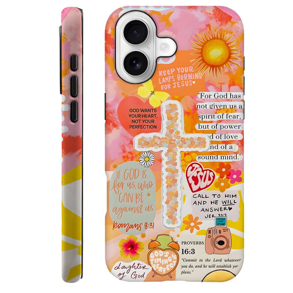 Compatible with iPhone 17,Durable & Shockproof Phone Case Cover Design - Collage Jesus Bible Verses