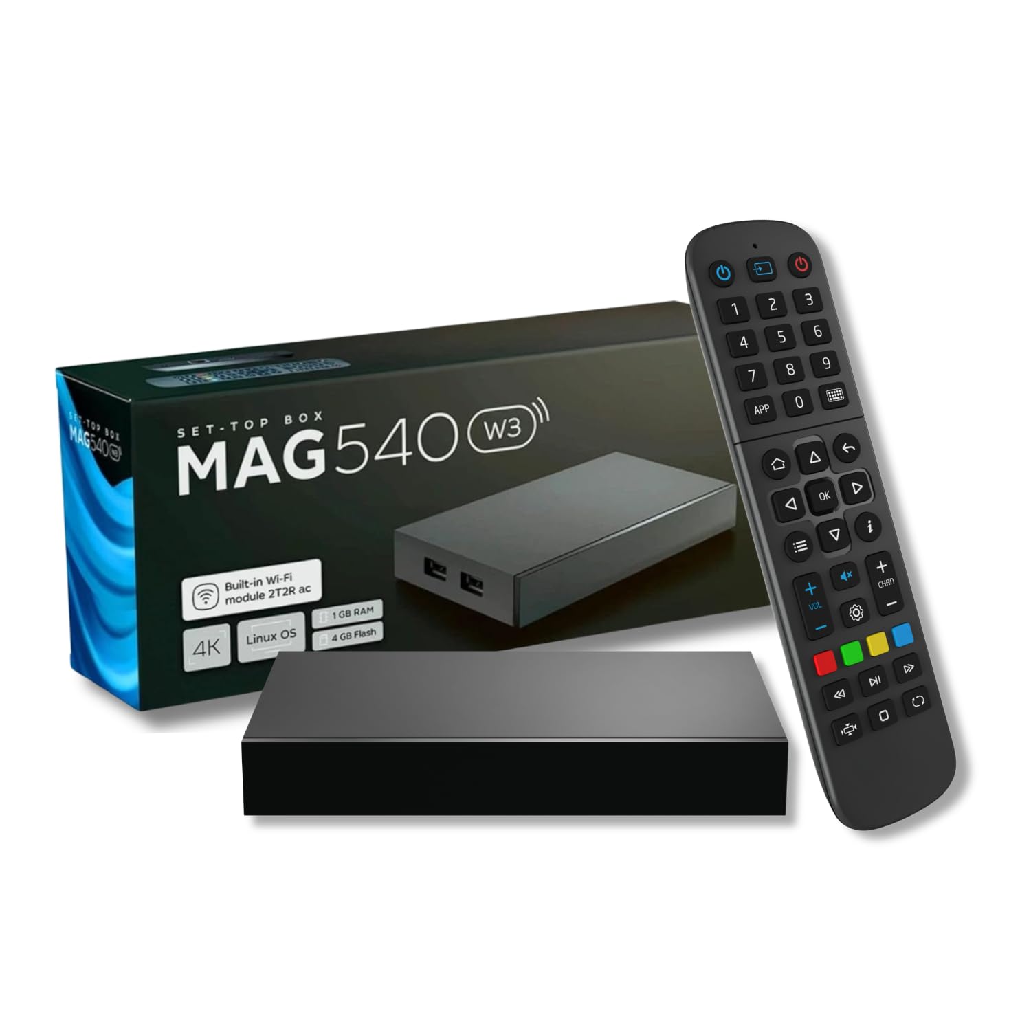 Raxxio MAG540w3 TV Set-Top Box - 4K HDR TV Streaming Device with Amlogic S905Y4 Chipset, 1GB DDR4 RAM, 4GB Flash Memory, Dolby D