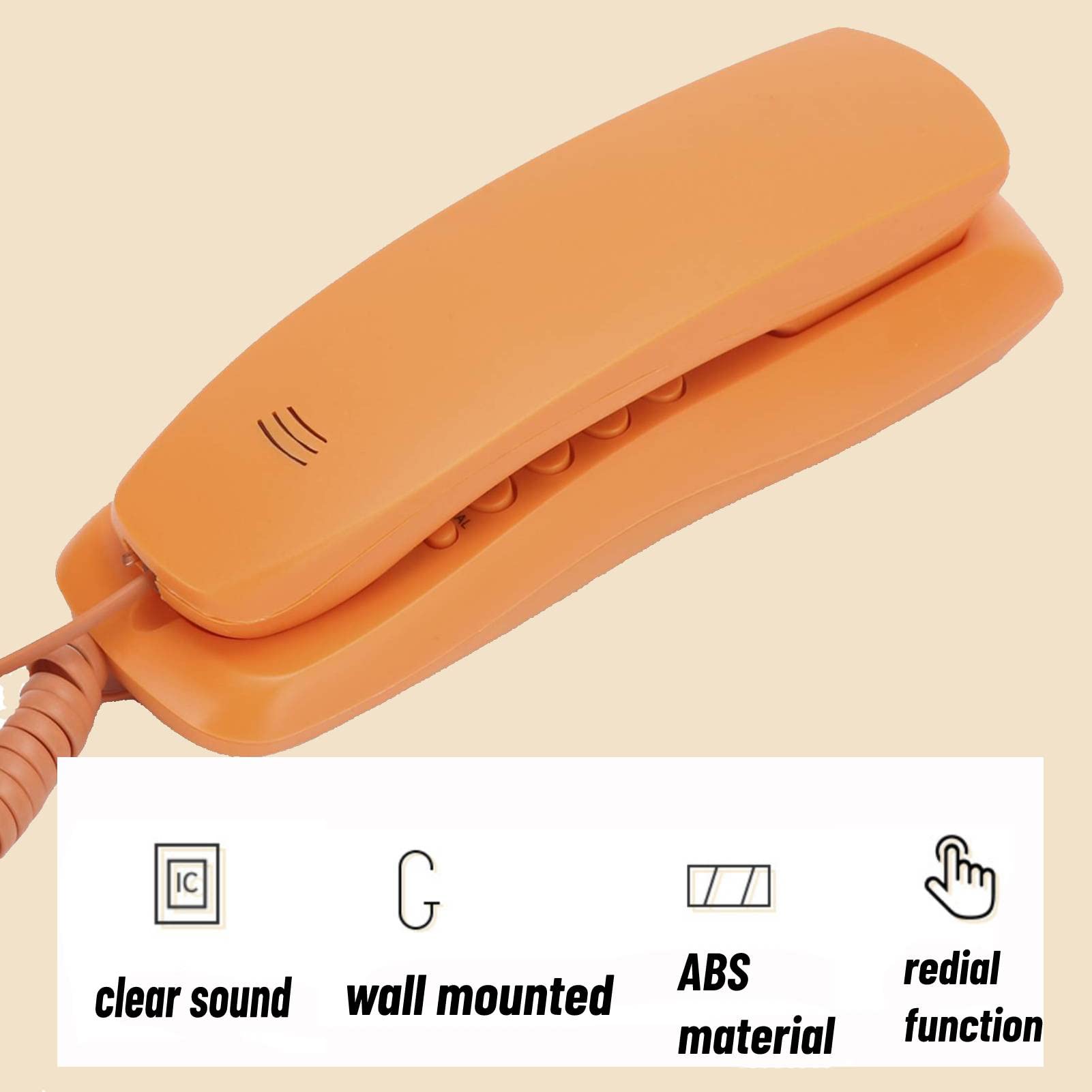 Wired Desk Phone,Wall Mounted Phone,Portable Thin Phone,Exquisite Workmanship,Abs Retro Landline Phone, Suitable For Home, Offic