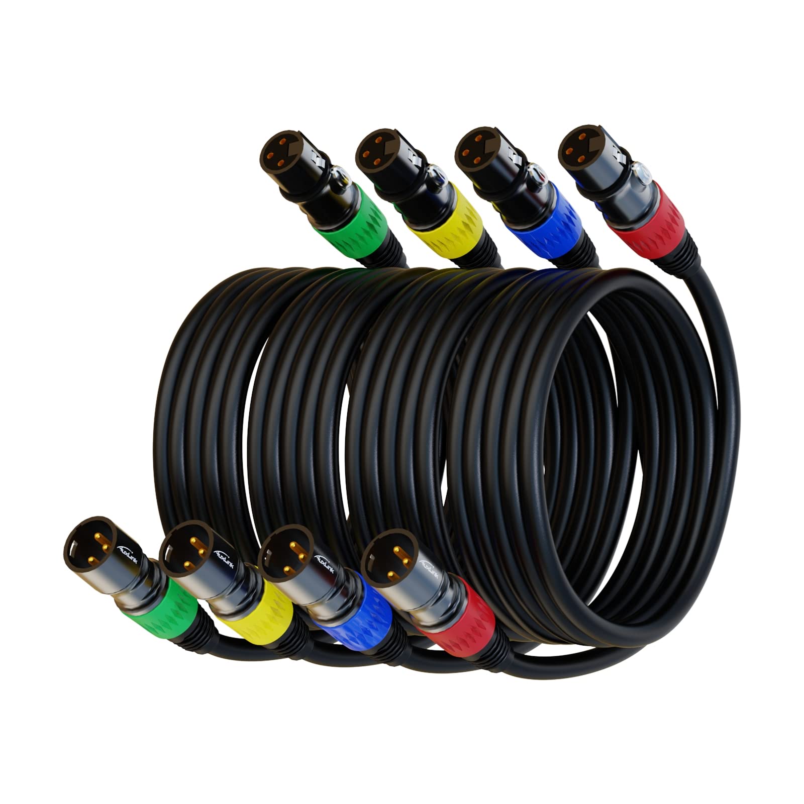 Auxlink Xlr Cables, Xlr Microphone Cable 25 Ft 4 Pack, Gold Plated 3 Pin Xlr Speaker Cable Male To Female Balanced Mic Cable
