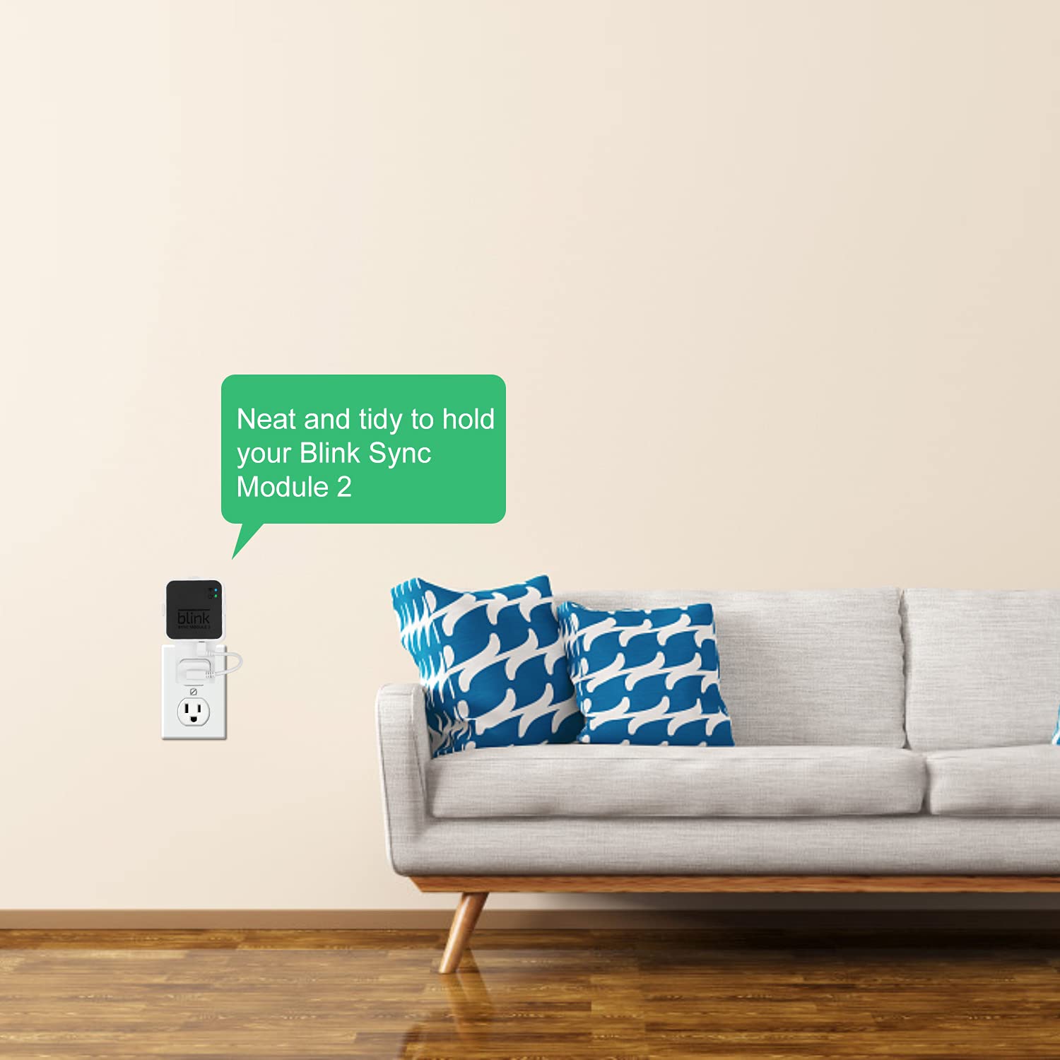 Outlet Wall Mount For Blink Sync Module 2, Mounting Bracket Holder With Short Cable For All New Blink Outdoor Indoor Home Securi