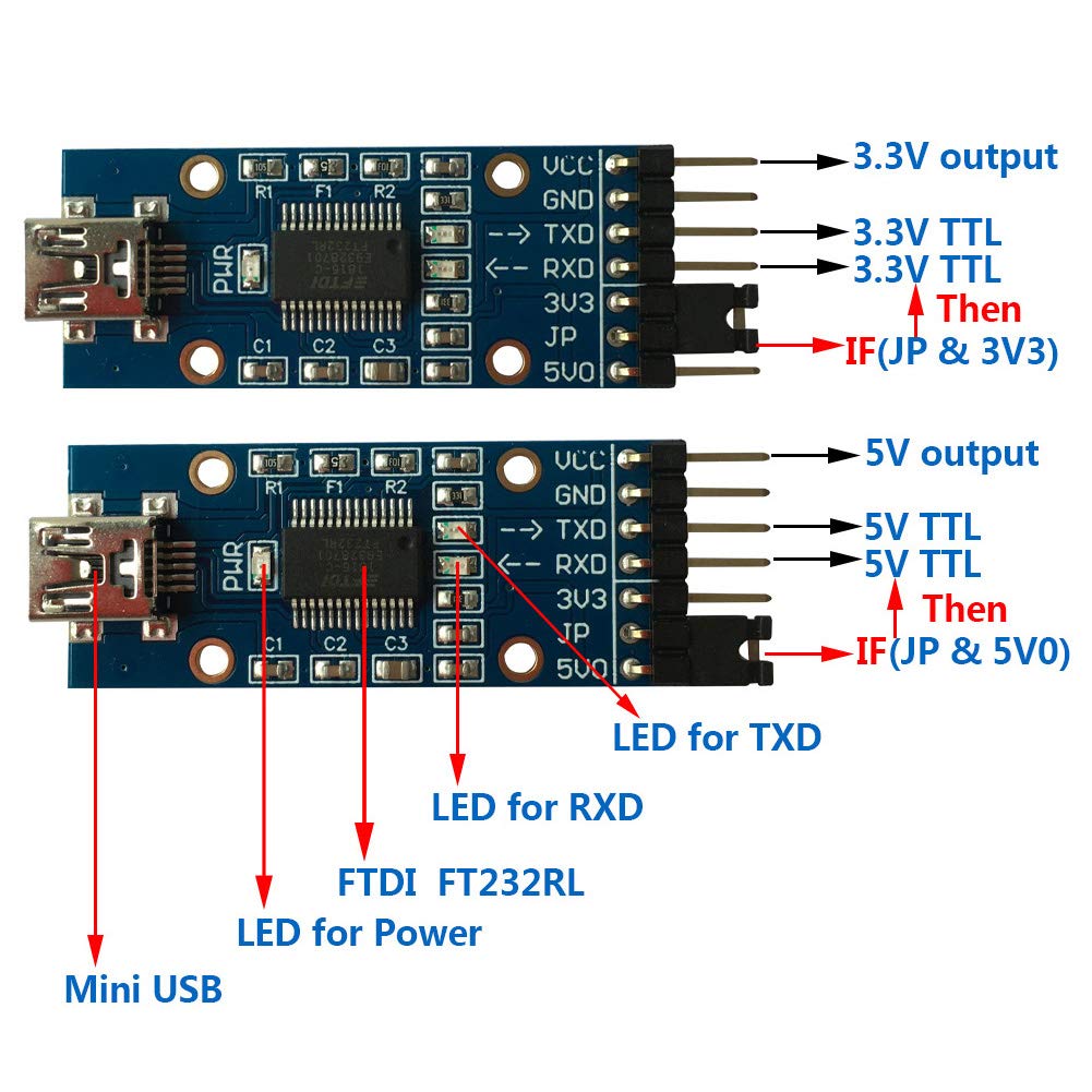 Dsd Tech Sh-U09F Usb To Ttl Adapter Support 3V3 And 5V0 Ttl Featuring Genuine Ftdi Ft232Rl Ic