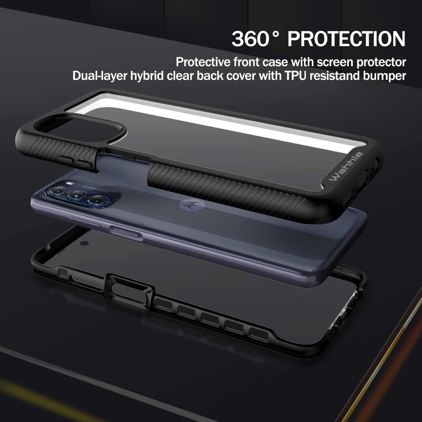 Wahhle Compatible With Moto G 5G 2022 Case, Built In Screen Protector Full Body Shockproof Slim Fit Bumper Protective Phone Cove