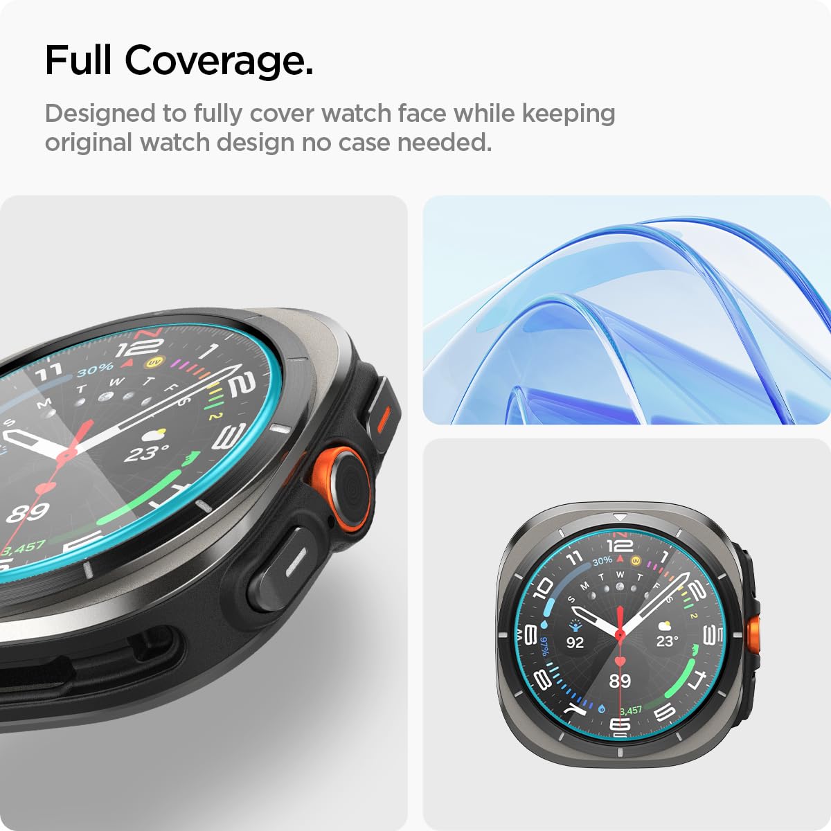Spigen Tempered Glass Screen Protector [Glastr Ez Fit] Designed For Galaxy Watch Ultra   2 Pack