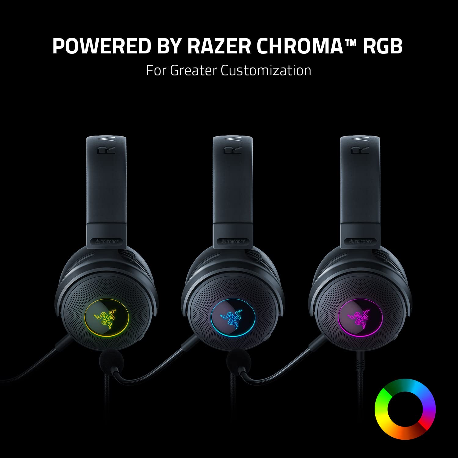 Razer Kraken V3 Wired Usb Gaming Headset: Triforce Titanium 50Mm Drivers   Thx Spatial Audio   Chroma Rgb Lighting   Hybrid Fabr