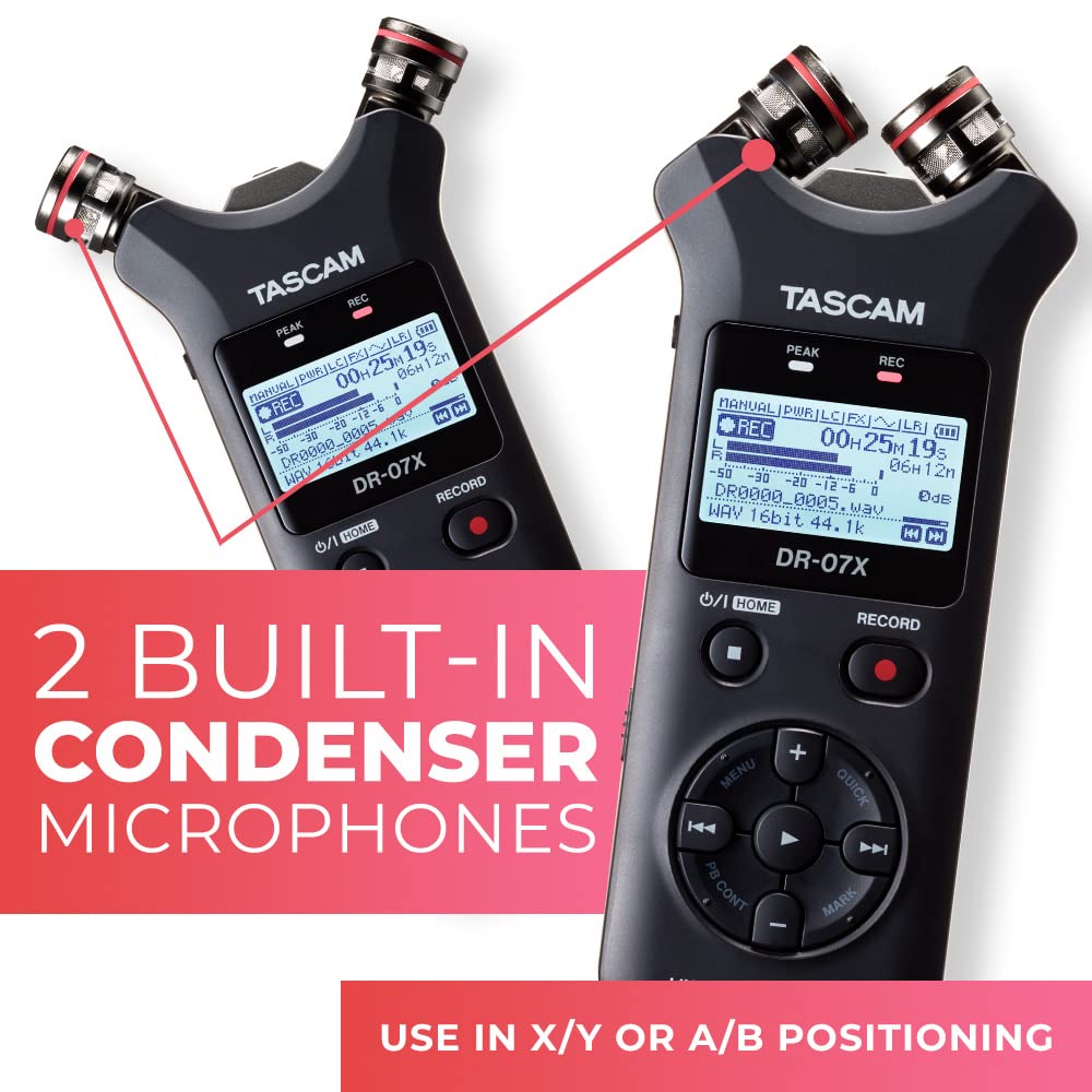Tascam Dr 07X Stereo Handheld Digital Audio Portable Recorder And Usb Audio Interface, Pro Field, Av, Music, Dictation Recorder