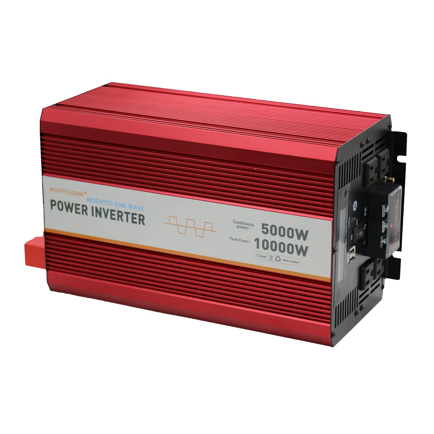 5000W 12V Modified Sine Wave Power Inverter,Peak 10000 Watt, Car/Truck Dc 12V To 110V 4Ac Converter, 2X 2.4A Usb Ports,With 18W