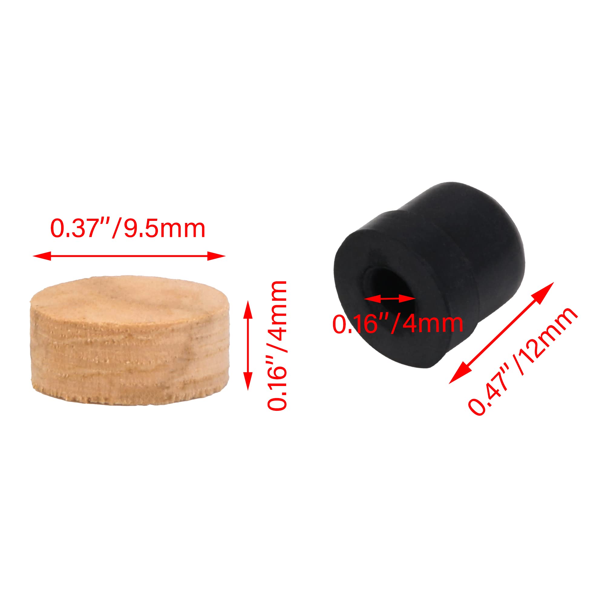 Yibuy 5Pcs Trombone Slide Rubber End Bumper And Trombone Cork Pads 9.5Mm