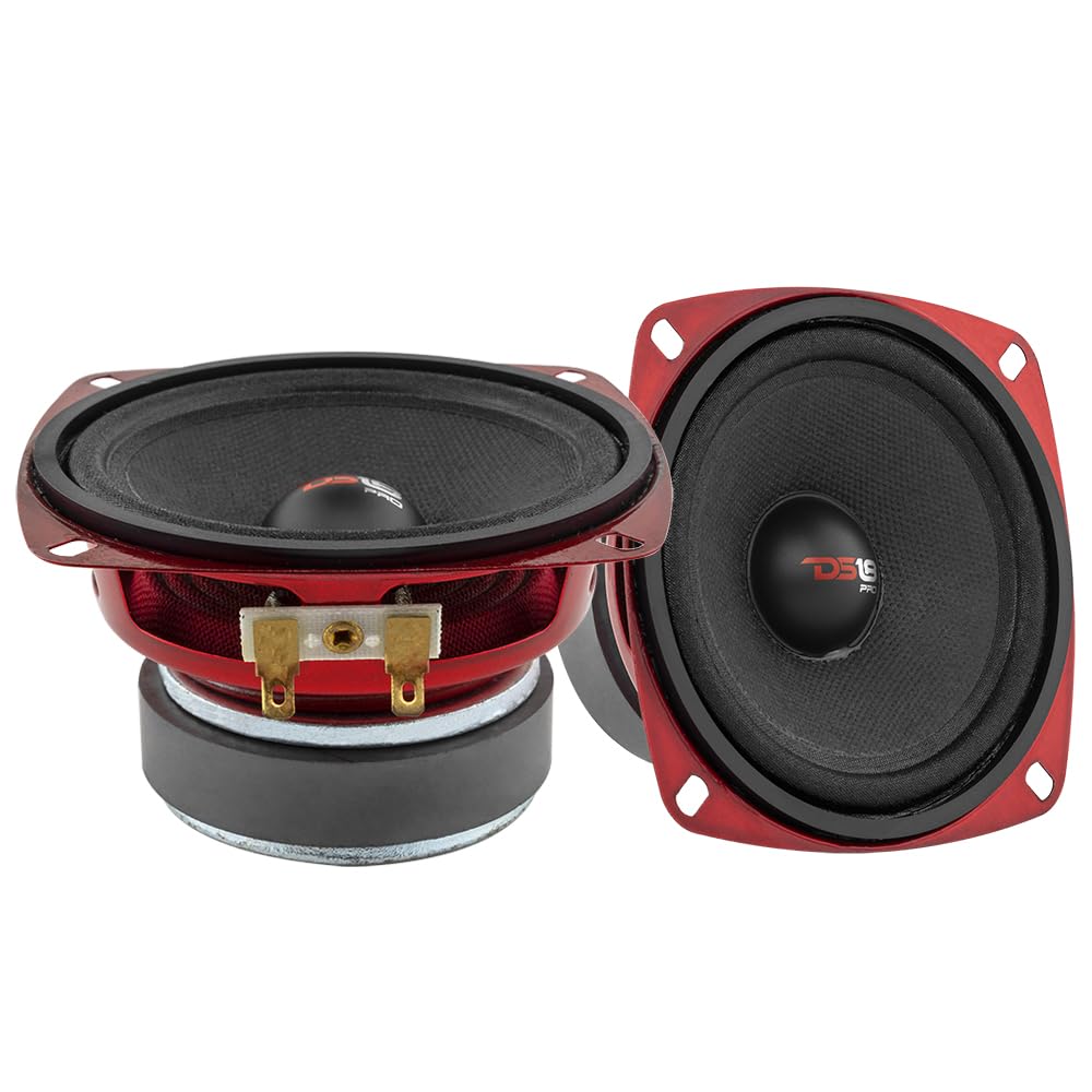 Ds18 Pro X4M Loudspeaker   4'', Midrange, Red Steel Basket, 200W Max, 100W Rms, 8 Ohms   Premium Quality Audio Door Speakers For