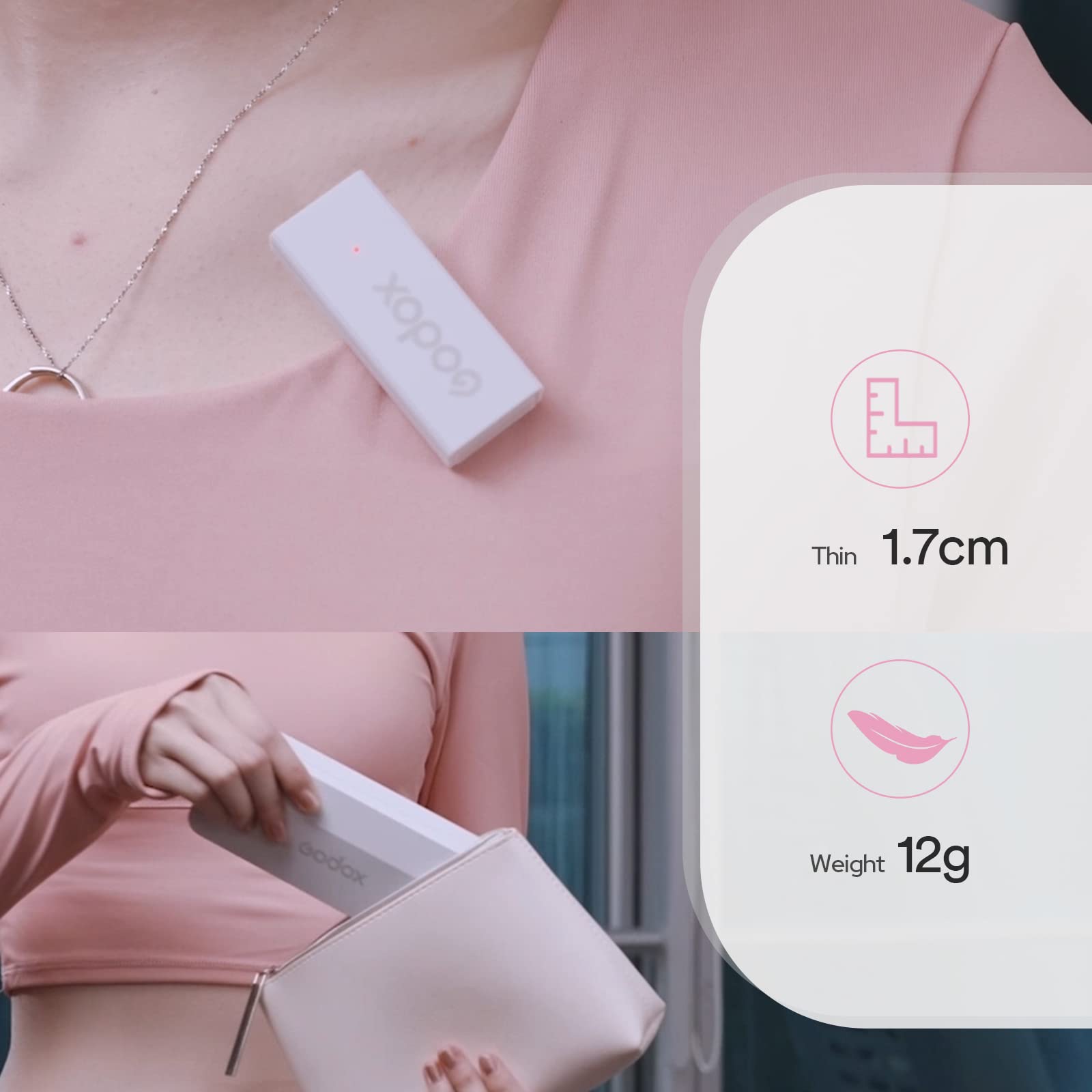 Godox Movelink Mini Wireless Mic, 100M(328Ft) Range Wireless Microphones, 2.4Ghz Noise Cancelling Mic, Wireless Lavalier Microph